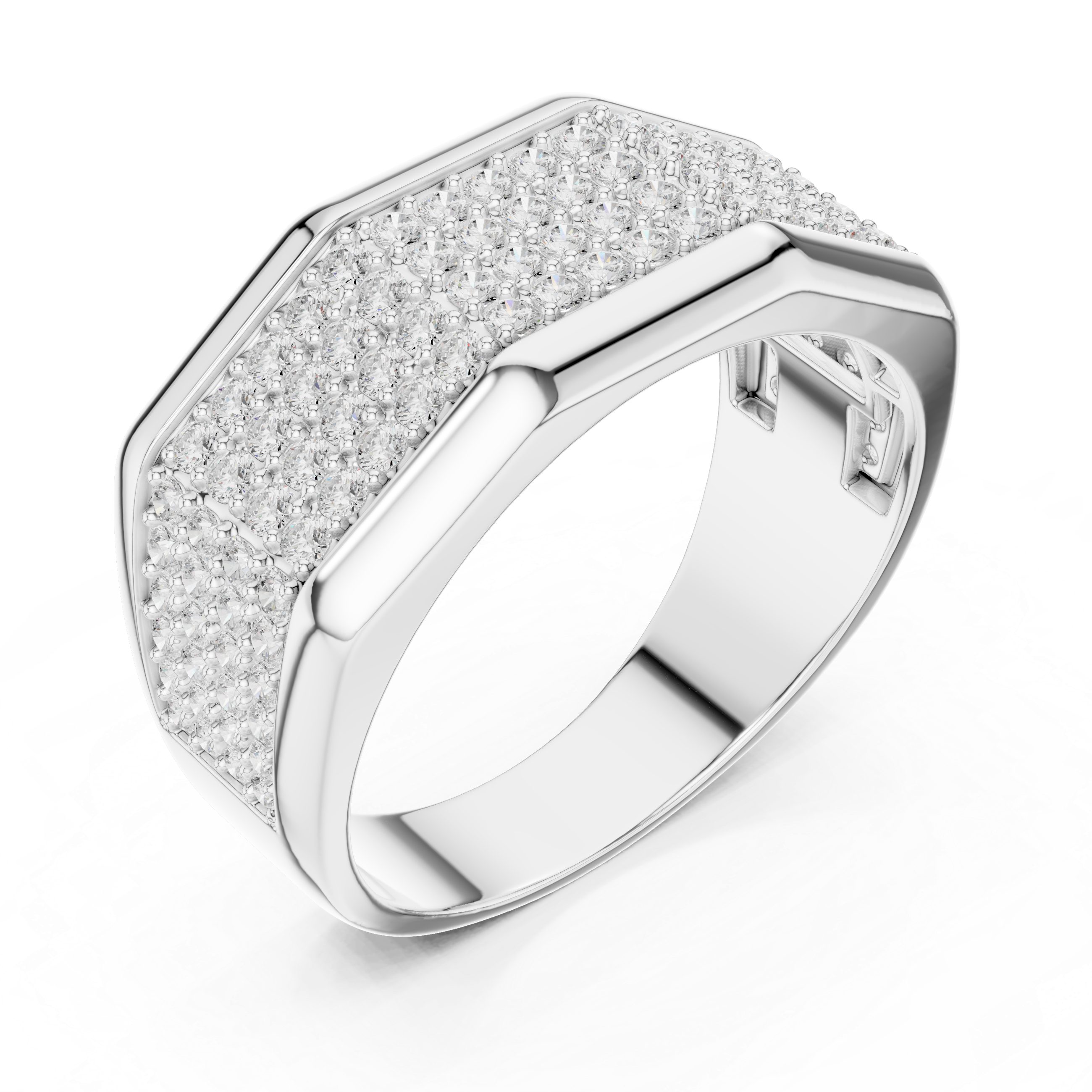 Men’s Multi-Row Diamond Statement Ring – Pave Set Luxury Signet Ring