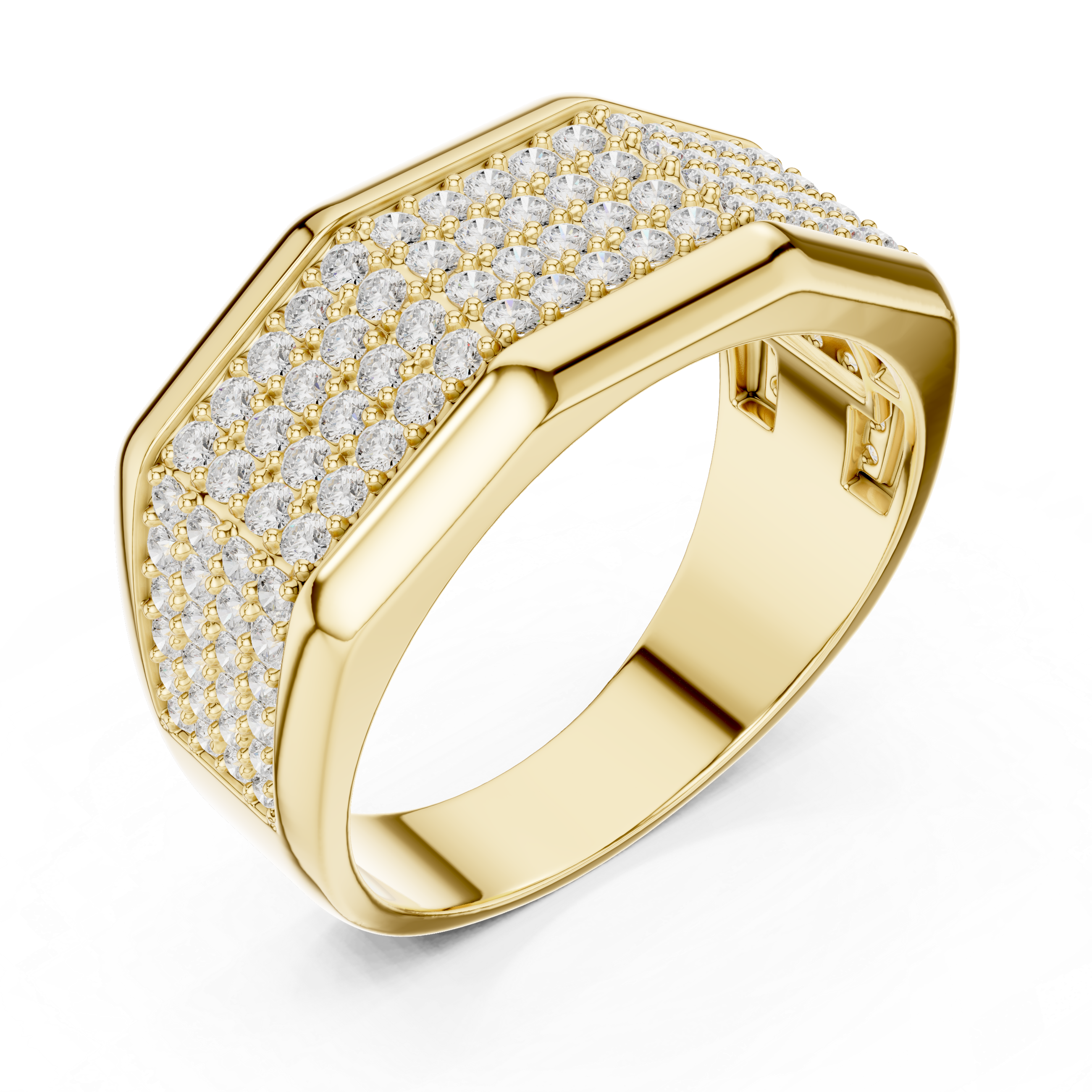 Men’s Multi-Row Diamond Statement Ring – Pave Set Luxury Signet Ring