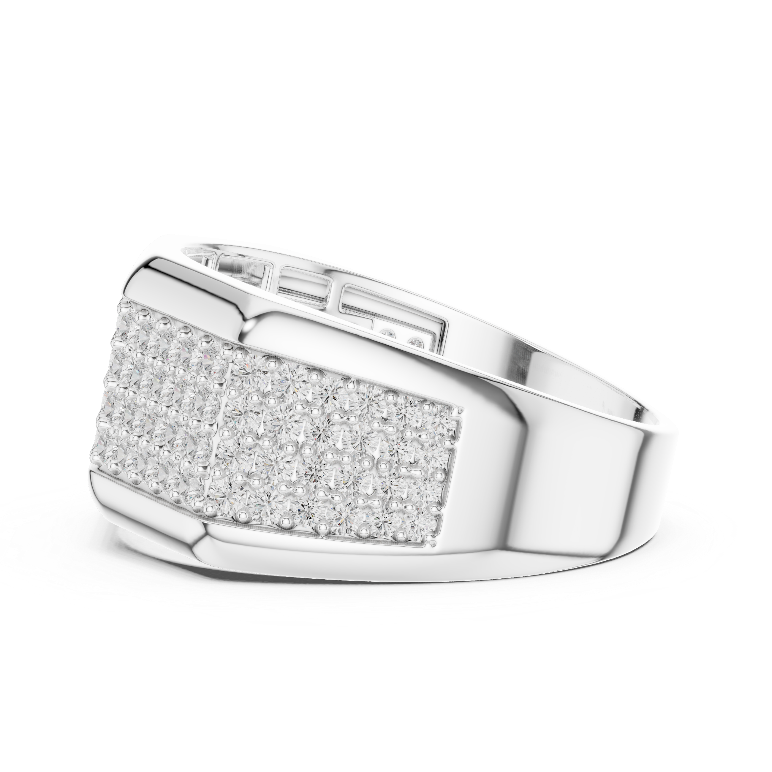 Men’s Multi-Row Diamond Statement Ring – Pave Set Luxury Signet Ring