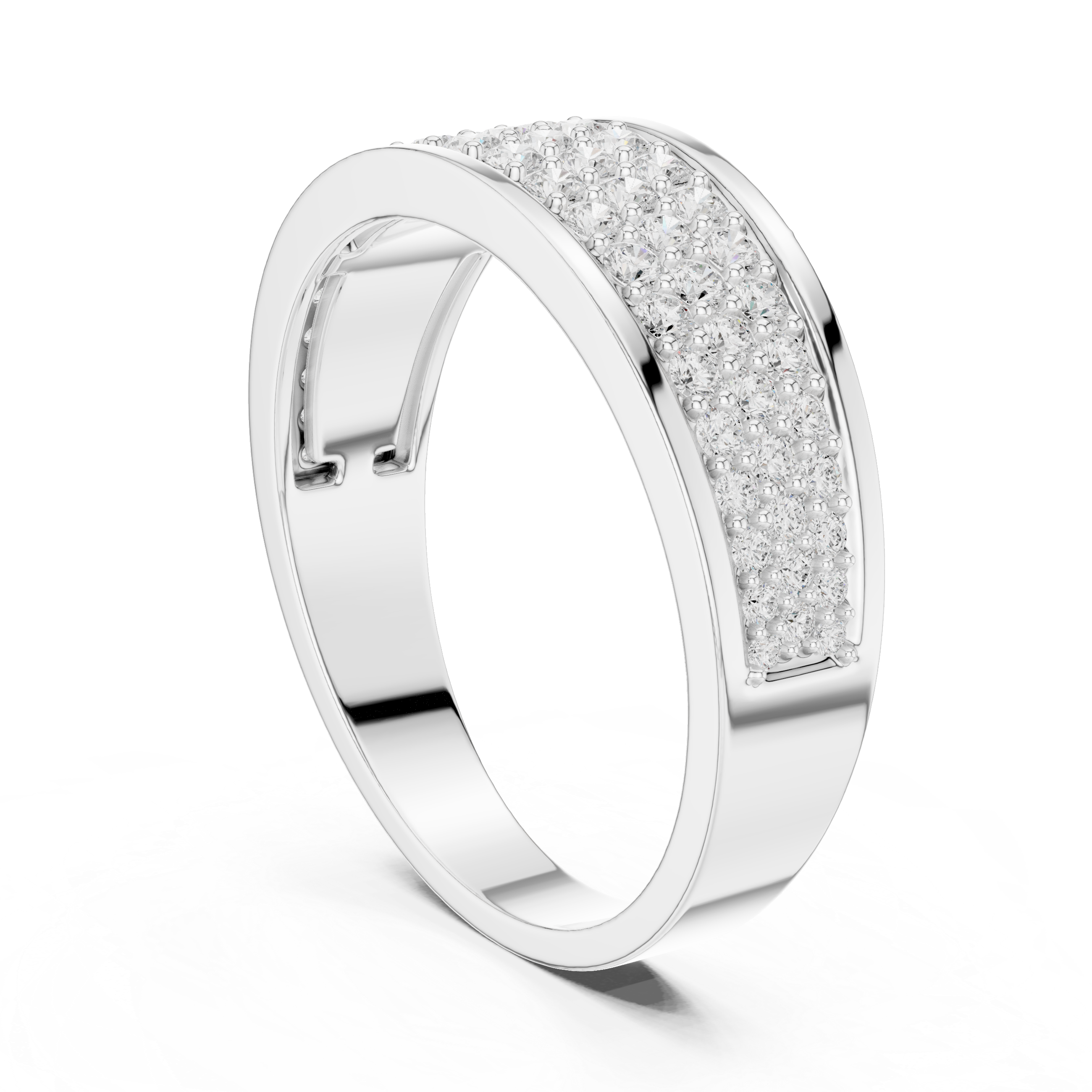 Multi-Row Pavé Diamond Wedding Band – Luxury Men's Diamond Ring