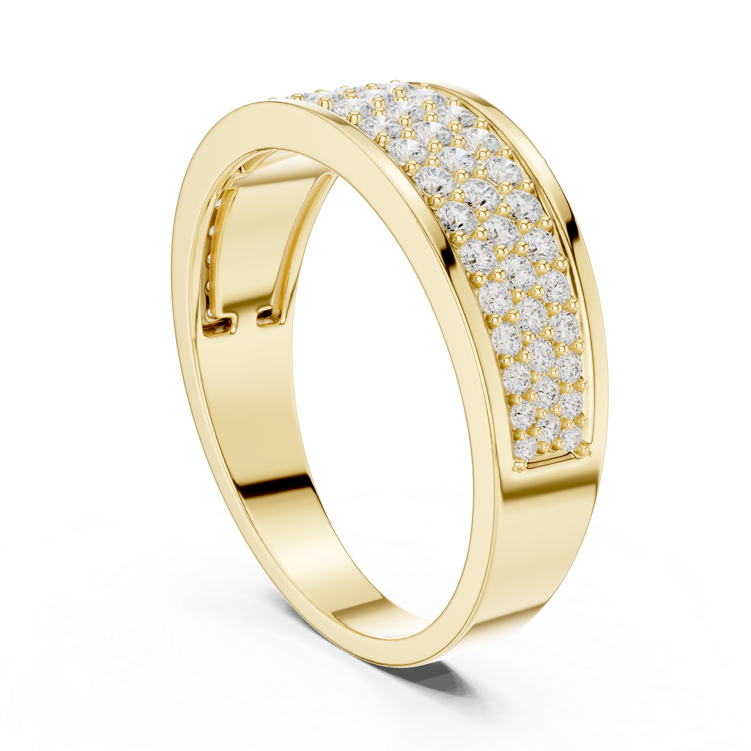 Multi-Row Pavé Diamond Wedding Band – Luxury Men's Diamond Ring