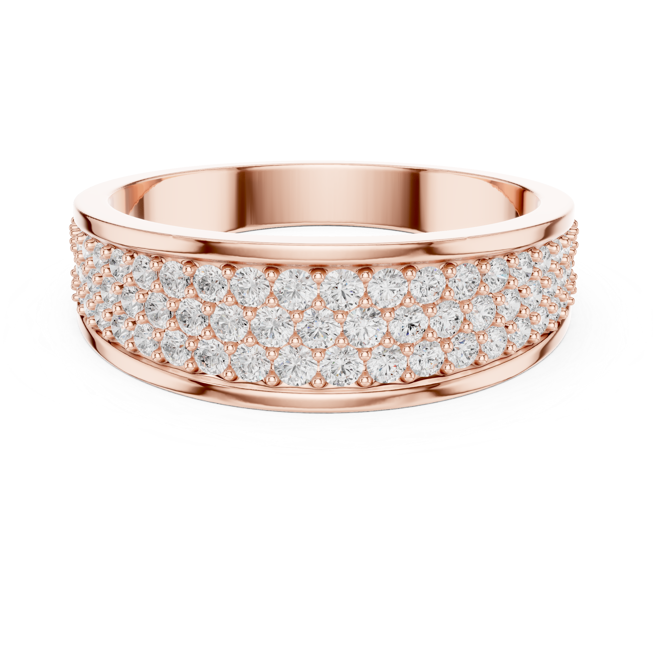 Multi-Row Pavé Diamond Wedding Band – Luxury Men's Diamond Ring