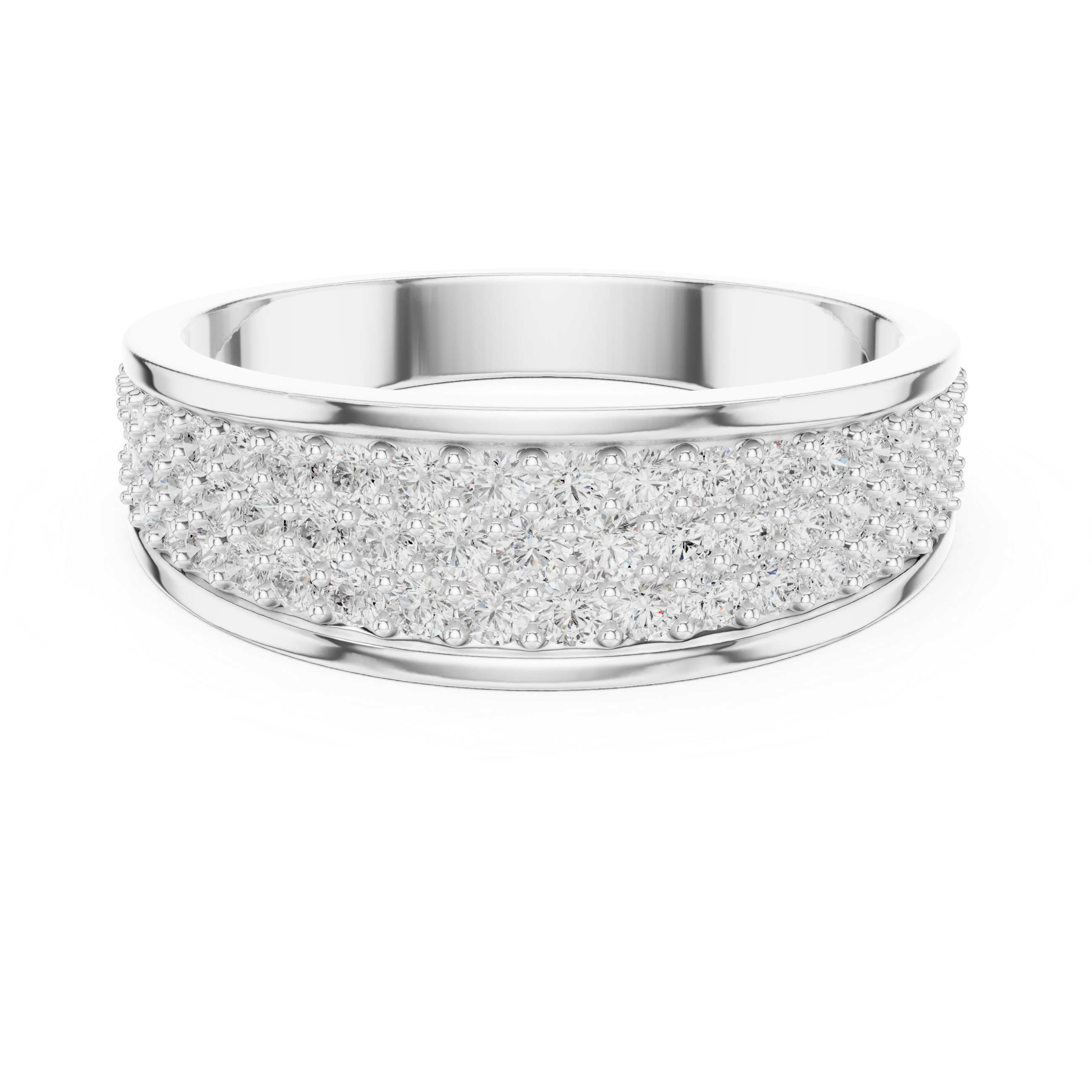 Multi-Row Pavé Diamond Wedding Band – Luxury Men's Diamond Ring