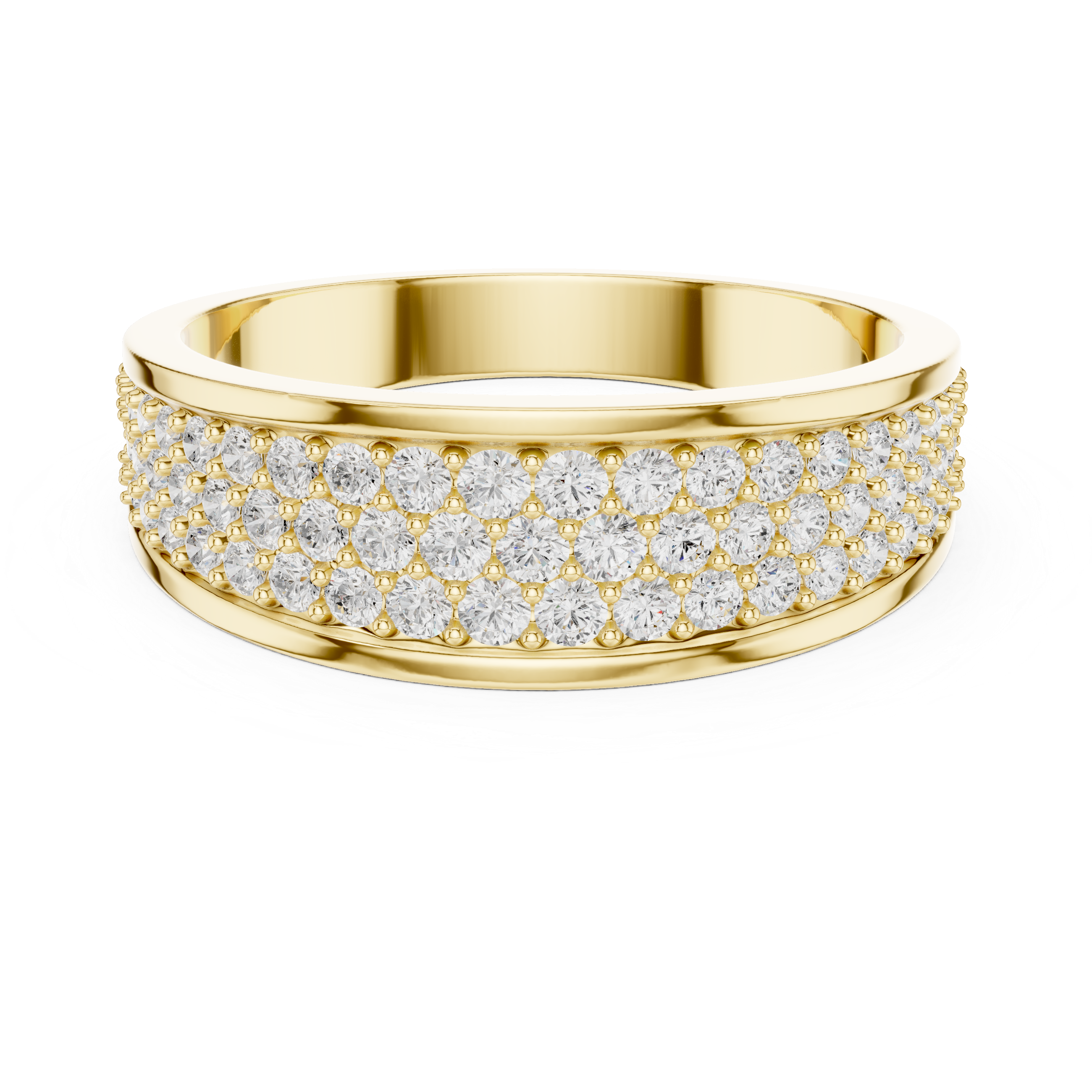 Multi-Row Pavé Diamond Wedding Band – Luxury Men's Diamond Ring