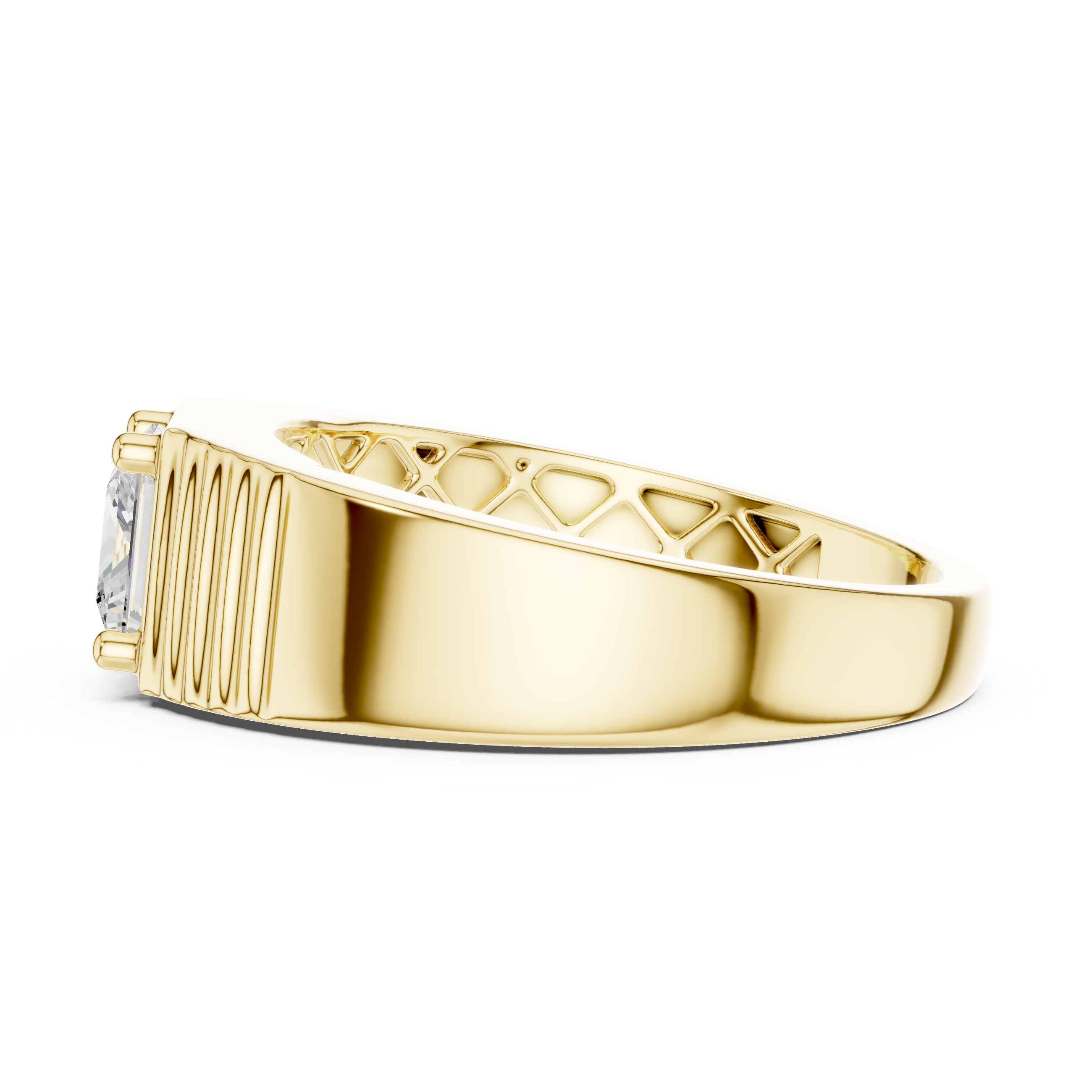 Princess Cut Solitaire Signet Ring – Men's Geometric Diamond Ring