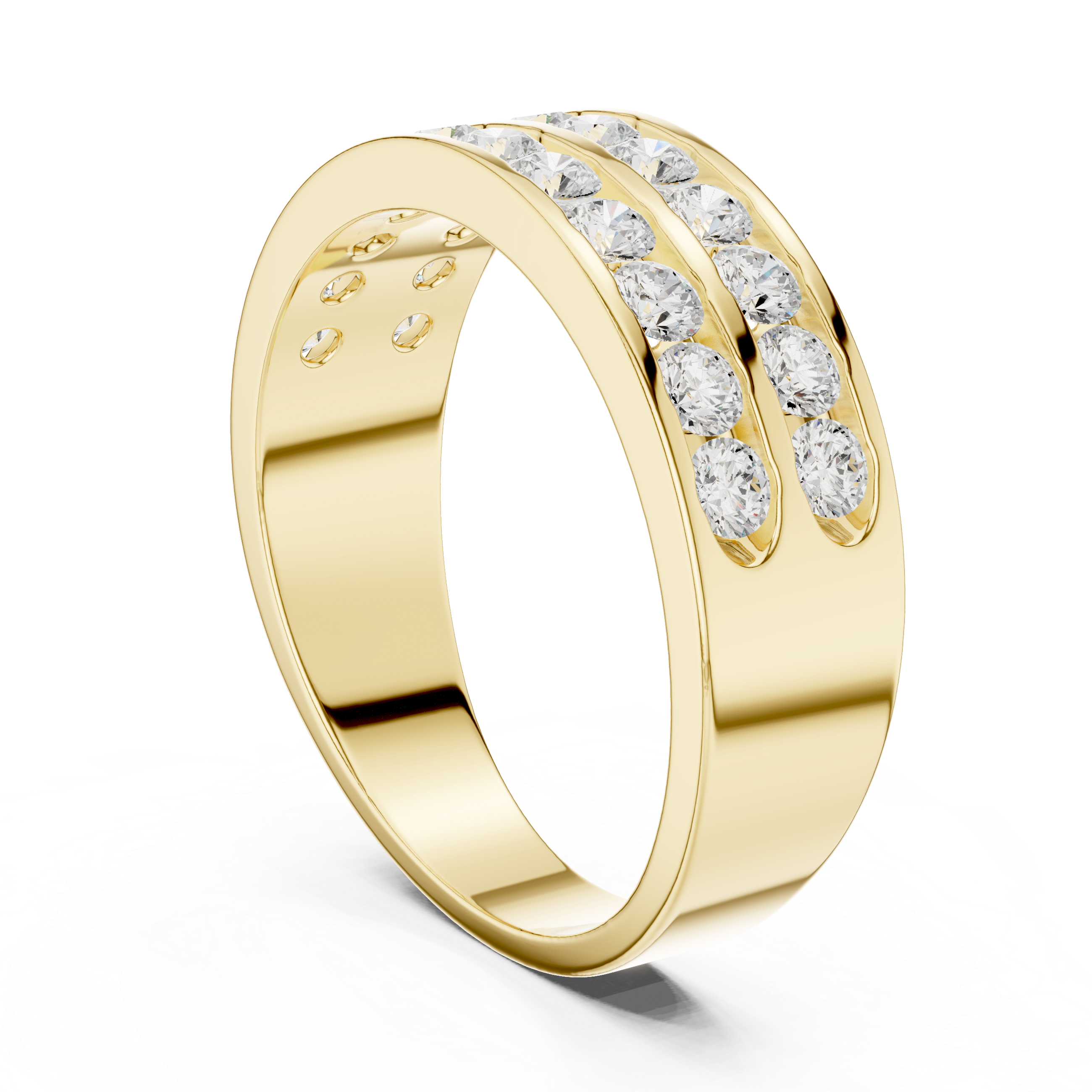 Double Row Channel Set Diamond Wedding Band – Men's Luxury Diamond Ring