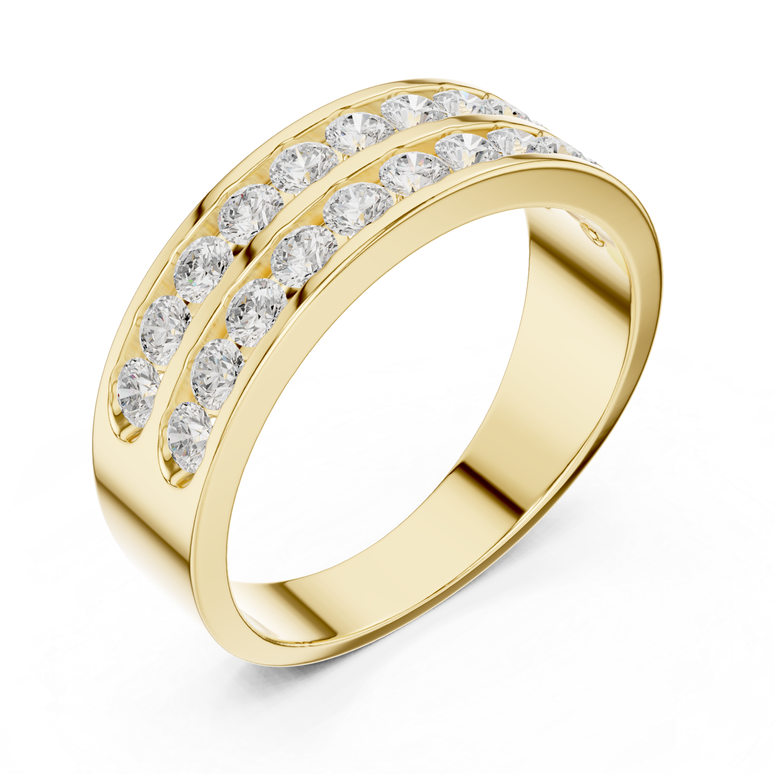 Double Row Channel Set Diamond Wedding Band – Men's Luxury Diamond Ring