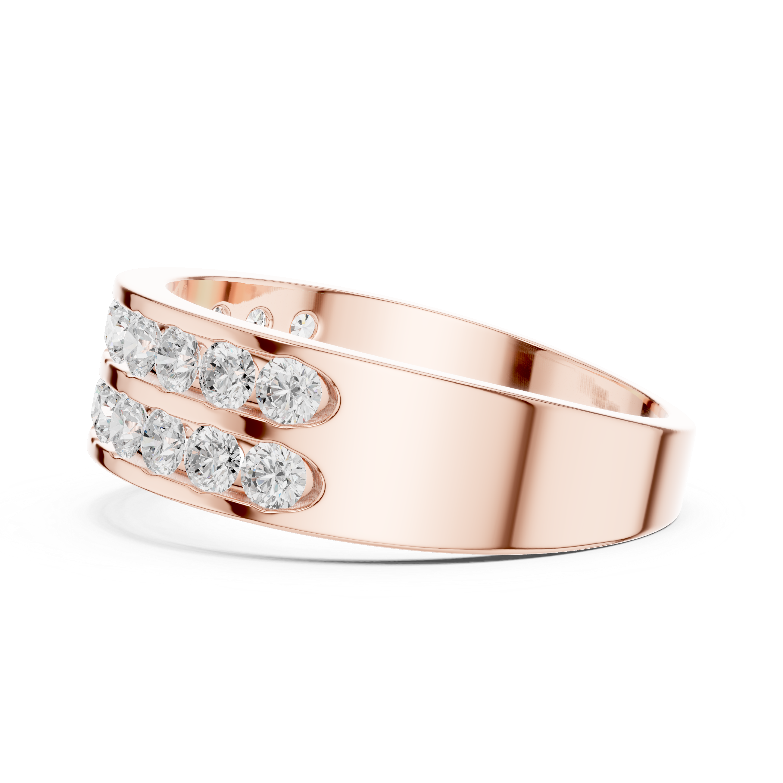 Double Row Channel Set Diamond Wedding Band – Men's Luxury Diamond Ring