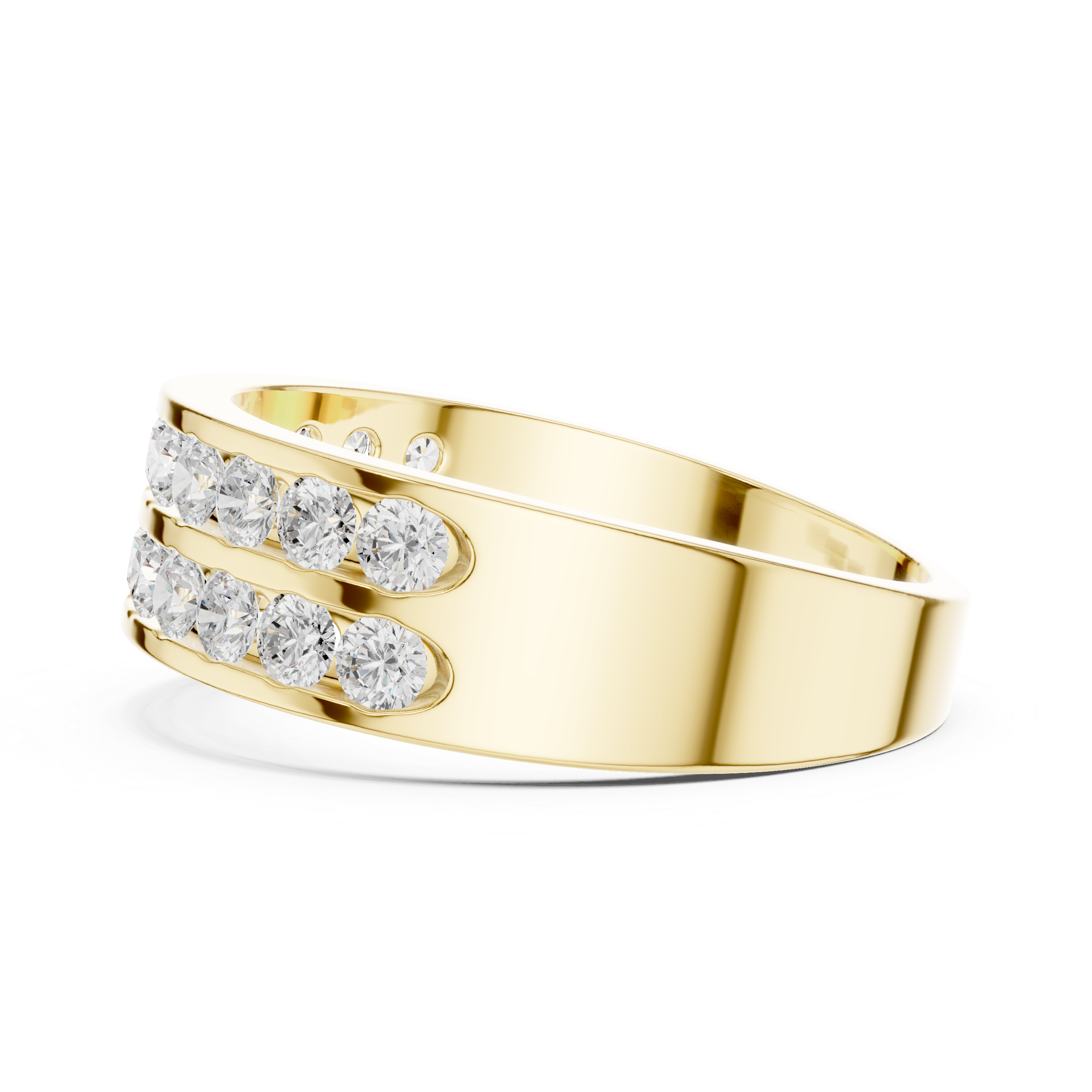 Double Row Channel Set Diamond Wedding Band – Men's Luxury Diamond Ring