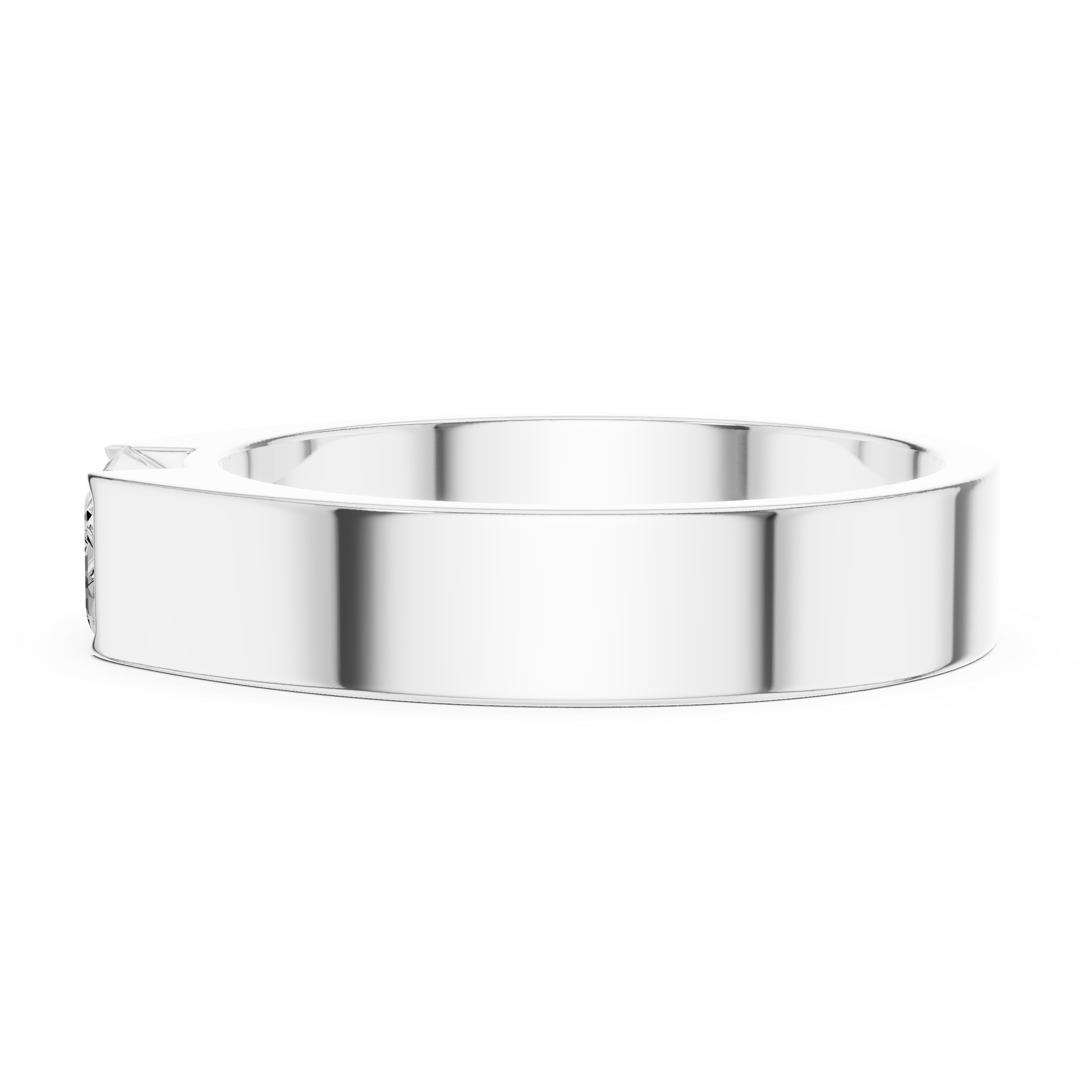 Men’s Emerald Cut Solitaire Ring – Minimalist Bezel Set Signet Style Band