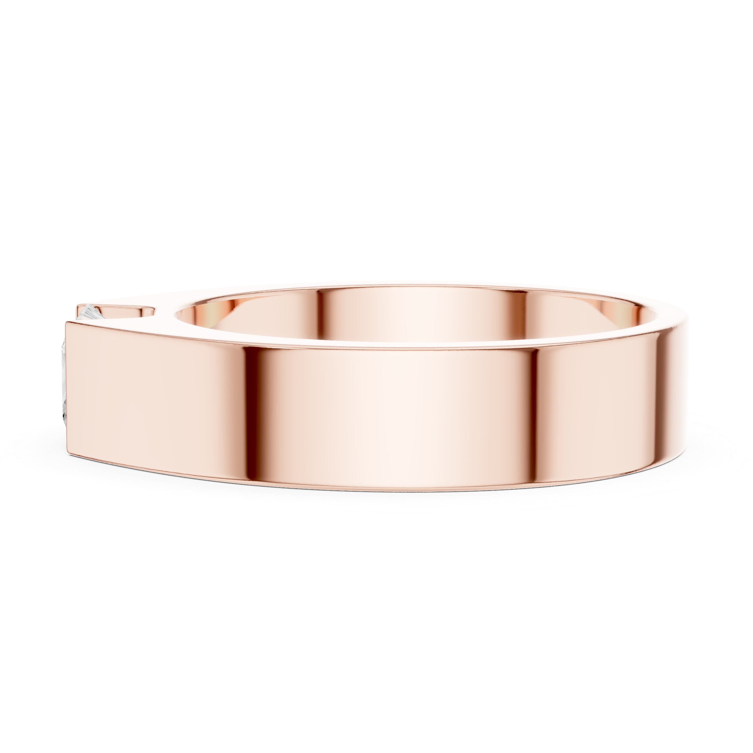 Men’s Princess Cut Solitaire Ring – Modern Flush Set Gold Statement Band