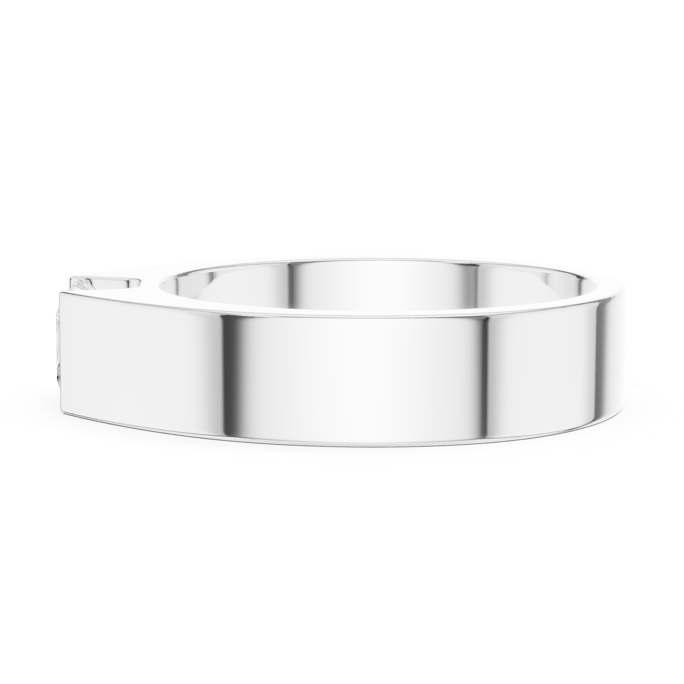 Men’s Princess Cut Solitaire Ring – Modern Flush Set Gold Statement Band