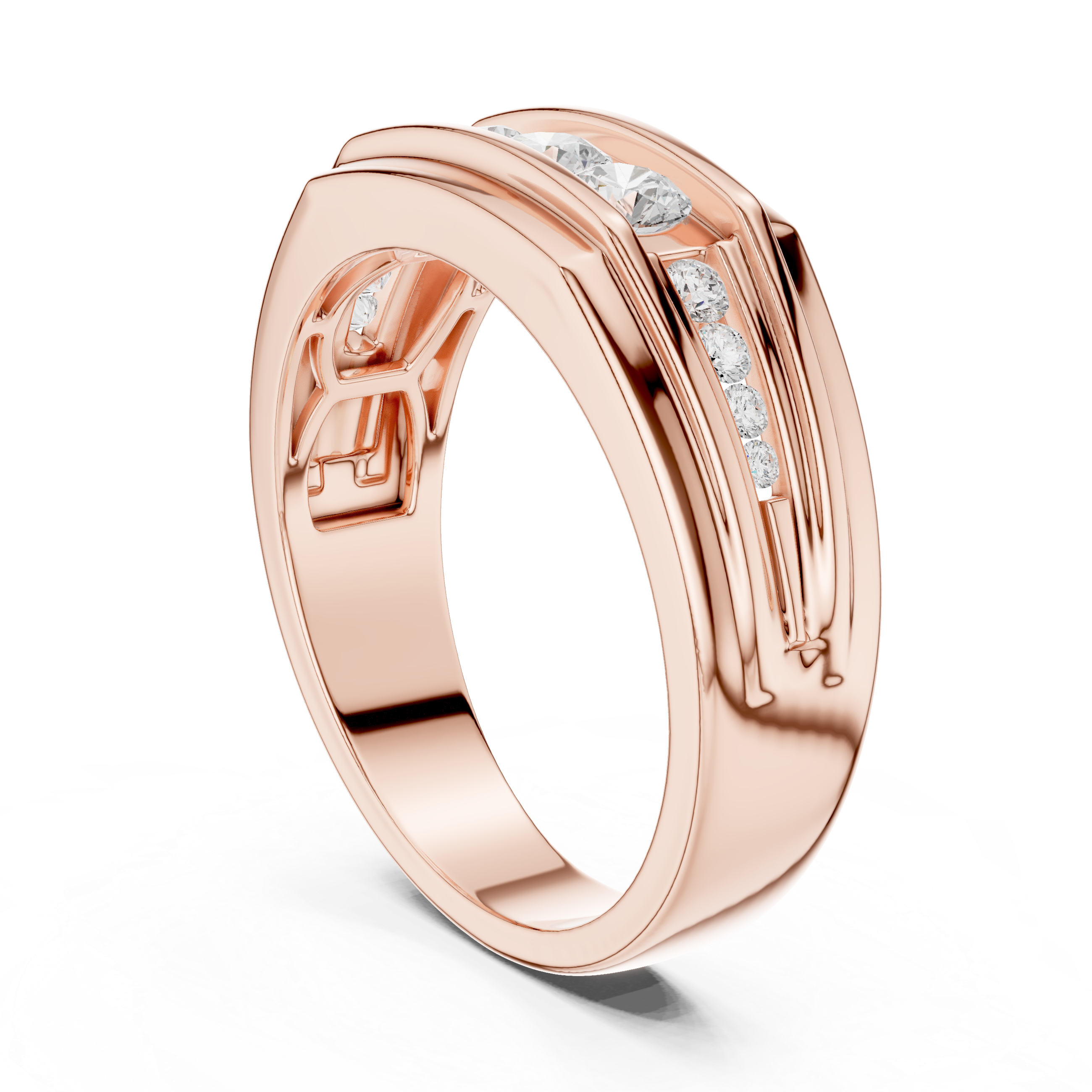 Men’s Multi-Stone Diamond Ring – Channel Set Round Diamond Wedding Band