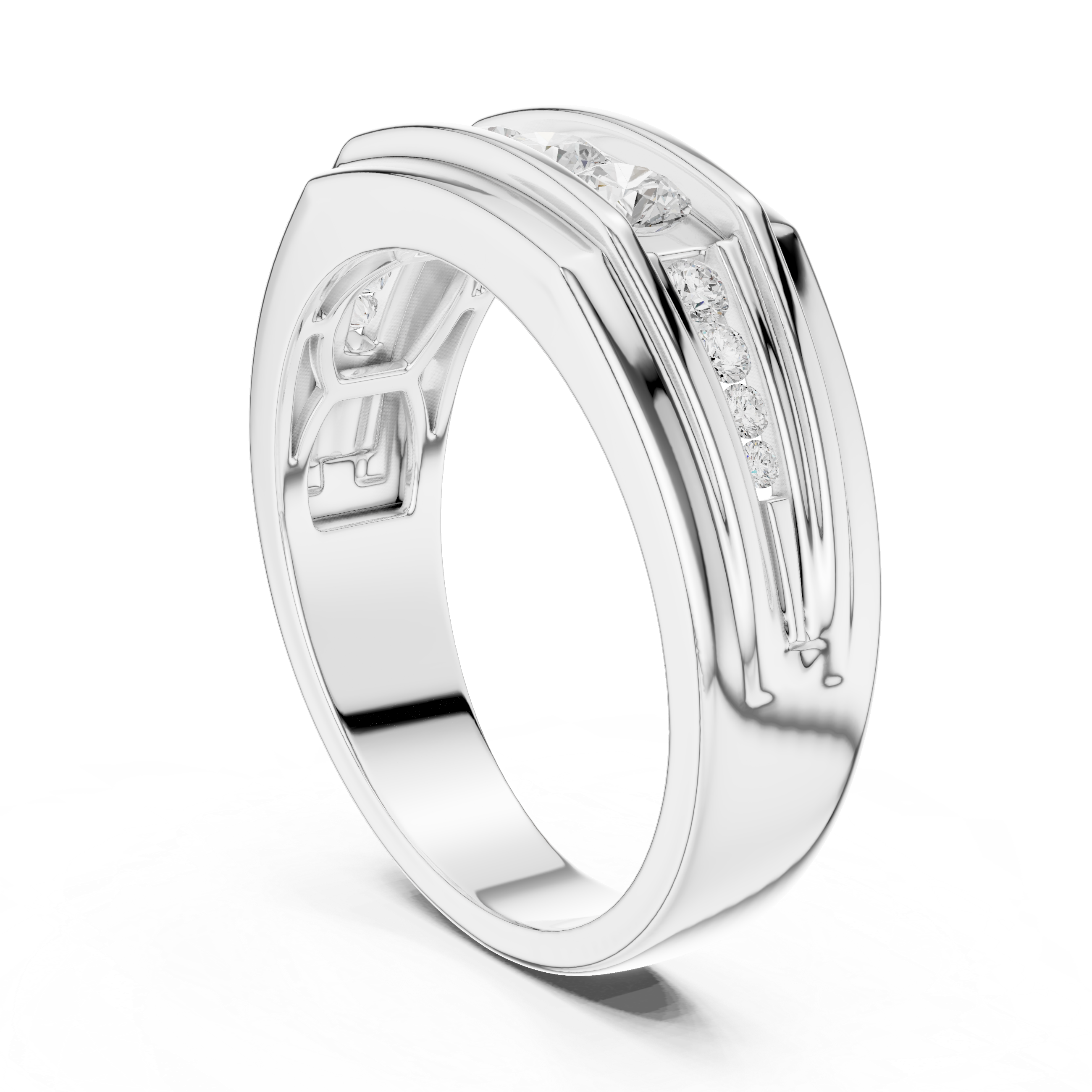 Men’s Multi-Stone Diamond Ring – Channel Set Round Diamond Wedding Band