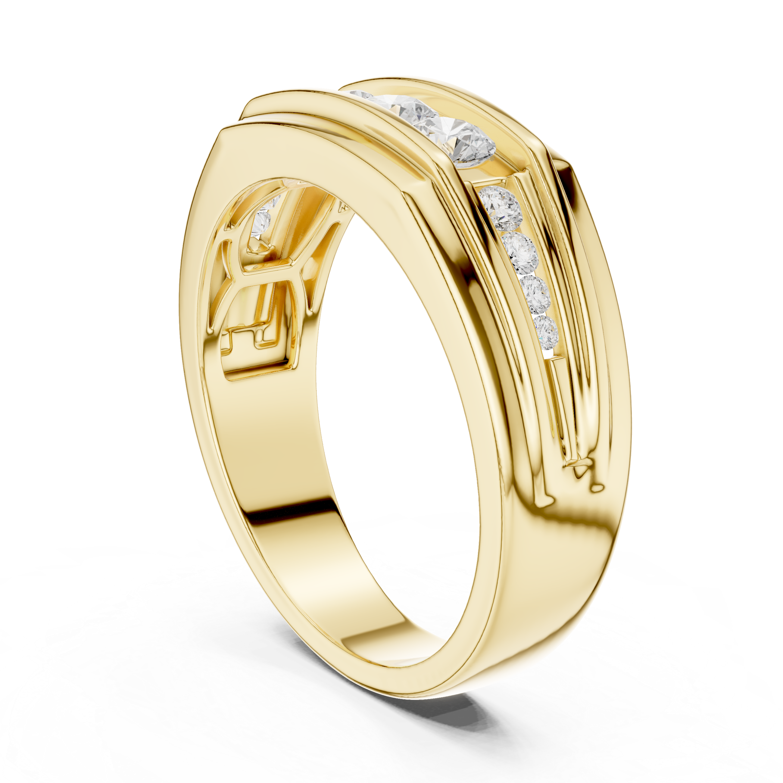 Men’s Multi-Stone Diamond Ring – Channel Set Round Diamond Wedding Band
