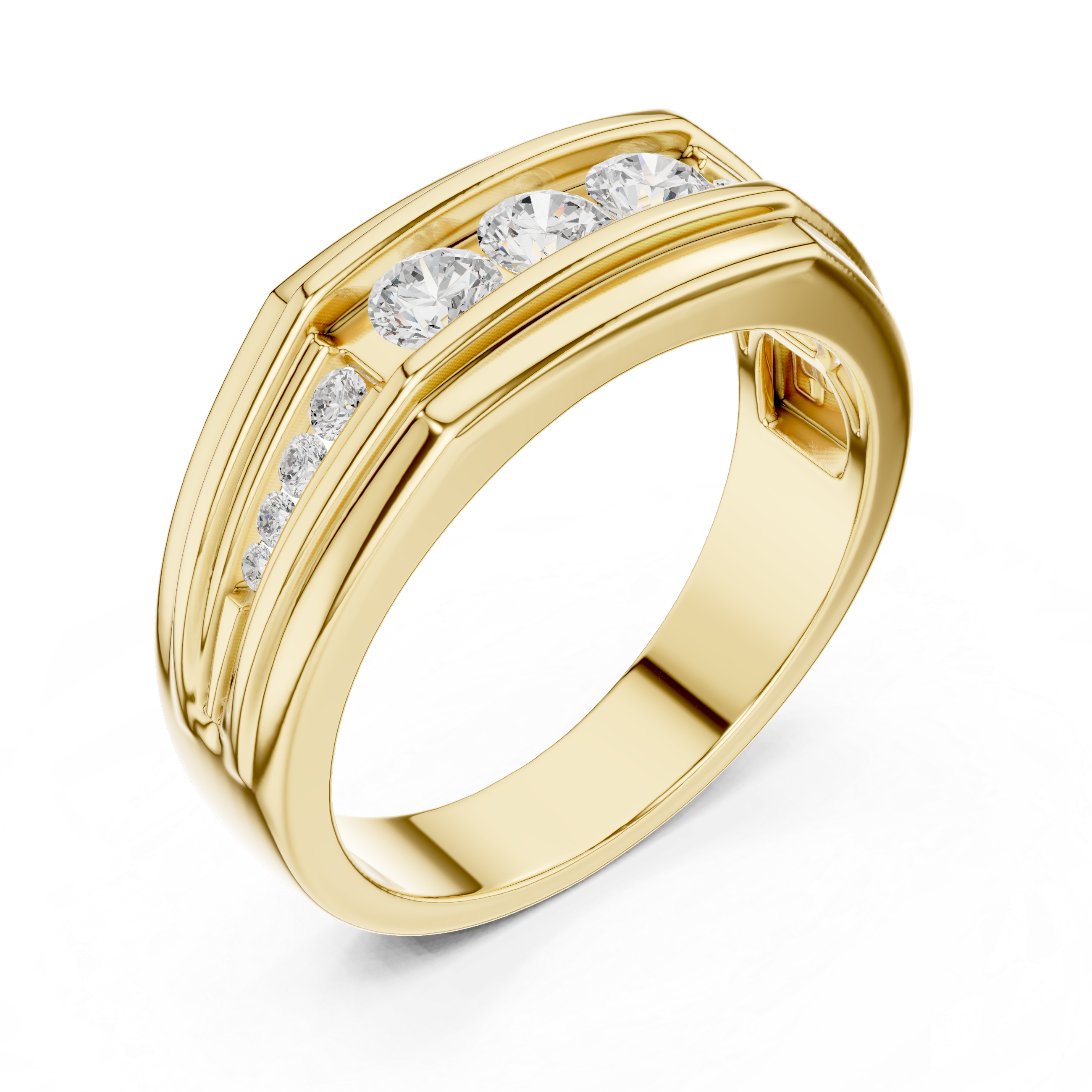 Men’s Multi-Stone Diamond Ring – Channel Set Round Diamond Wedding Band