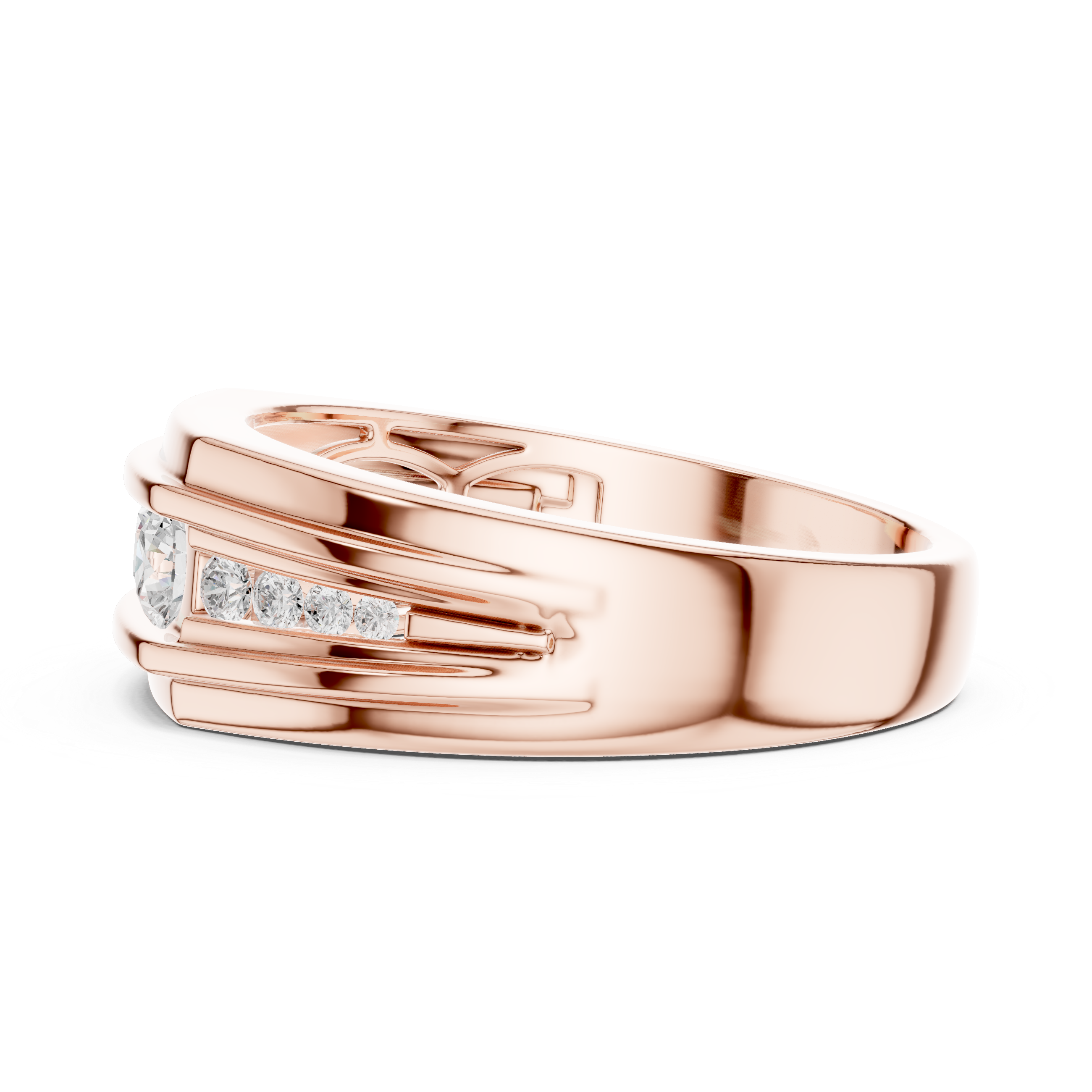Men’s Multi-Stone Diamond Ring – Channel Set Round Diamond Wedding Band