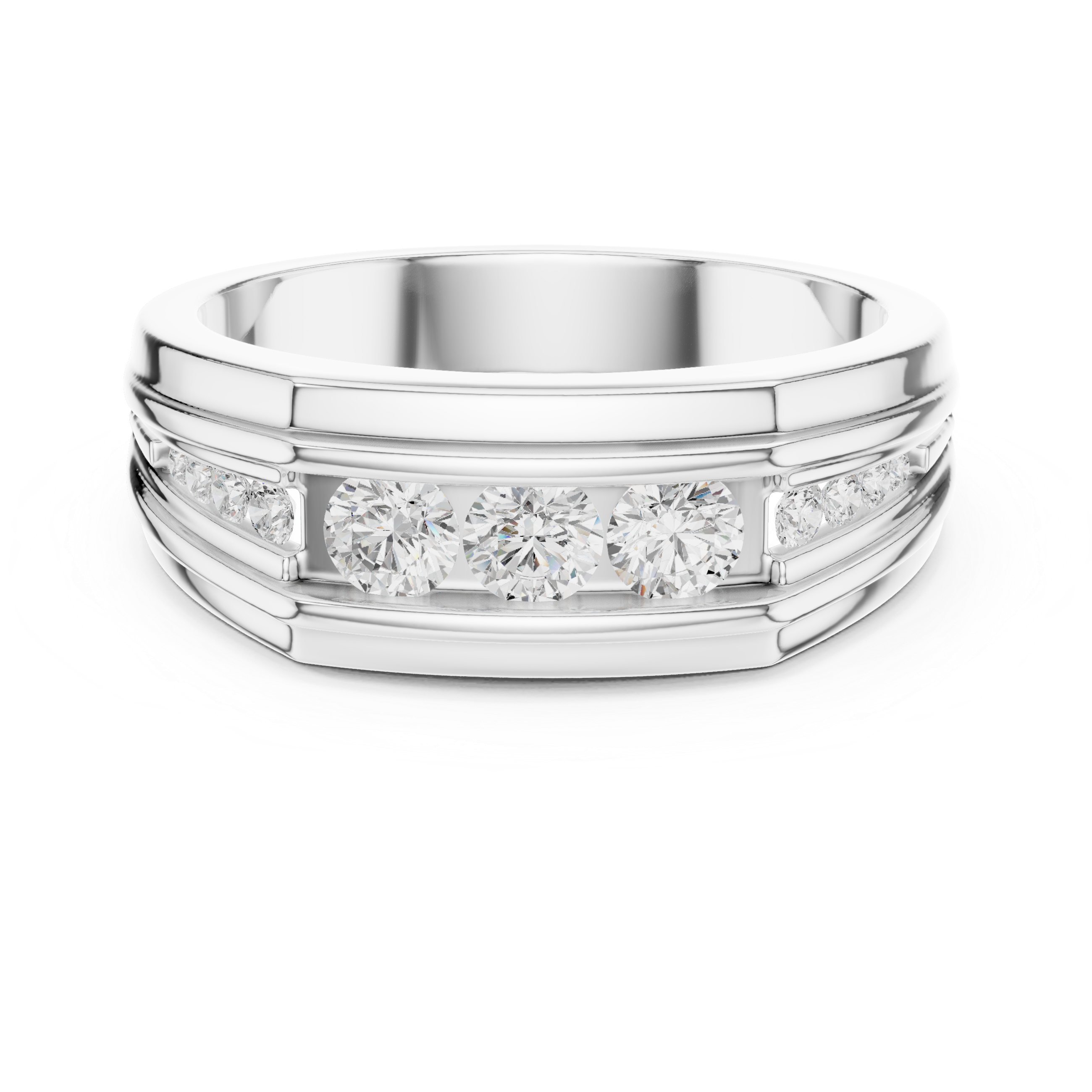 Men’s Multi-Stone Diamond Ring – Channel Set Round Diamond Wedding Band