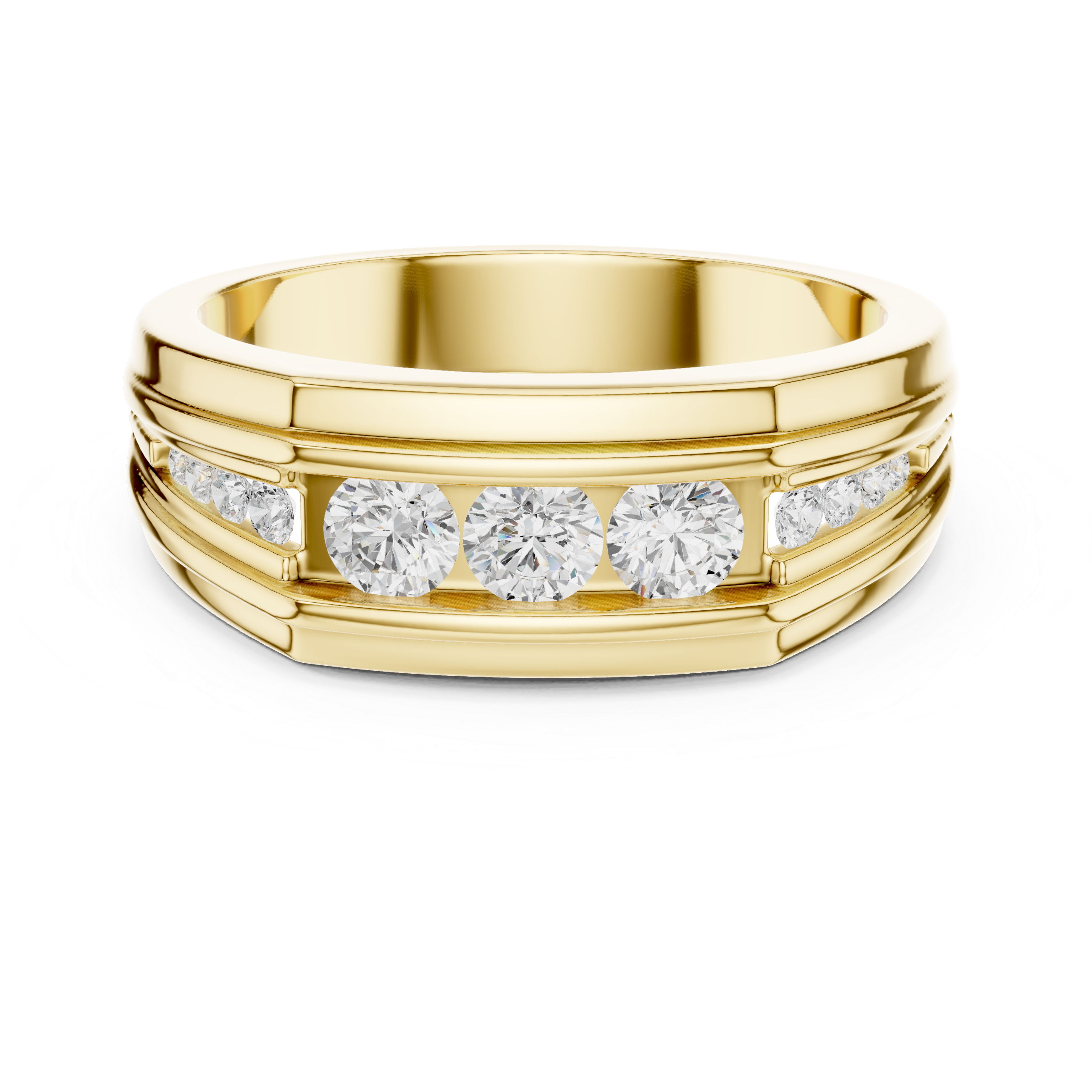 Men’s Multi-Stone Diamond Ring – Channel Set Round Diamond Wedding Band