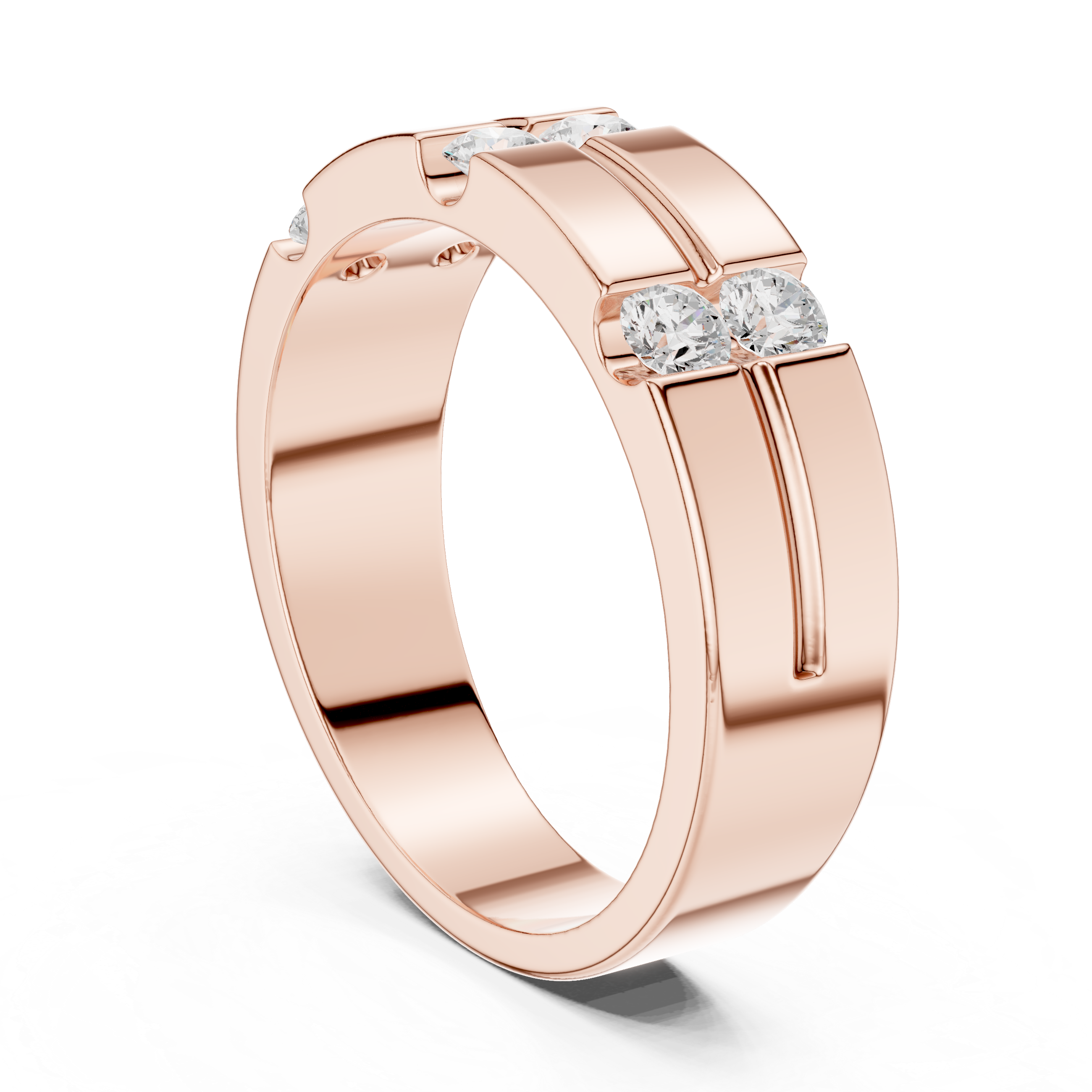 Men’s Multi-Stone Diamond Band Ring – Modern Geometric Statement Wedding Ring