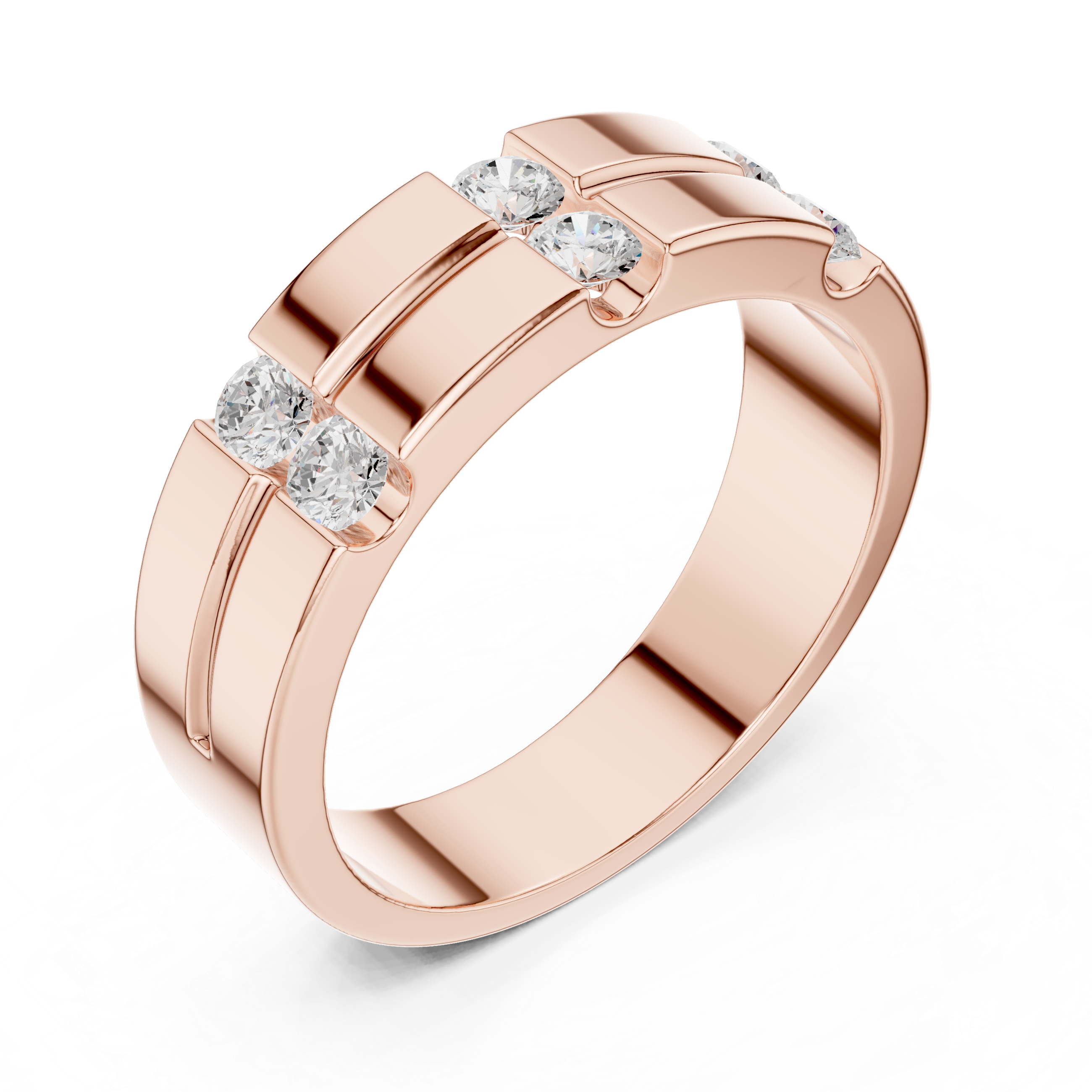 Men’s Multi-Stone Diamond Band Ring – Modern Geometric Statement Wedding Ring