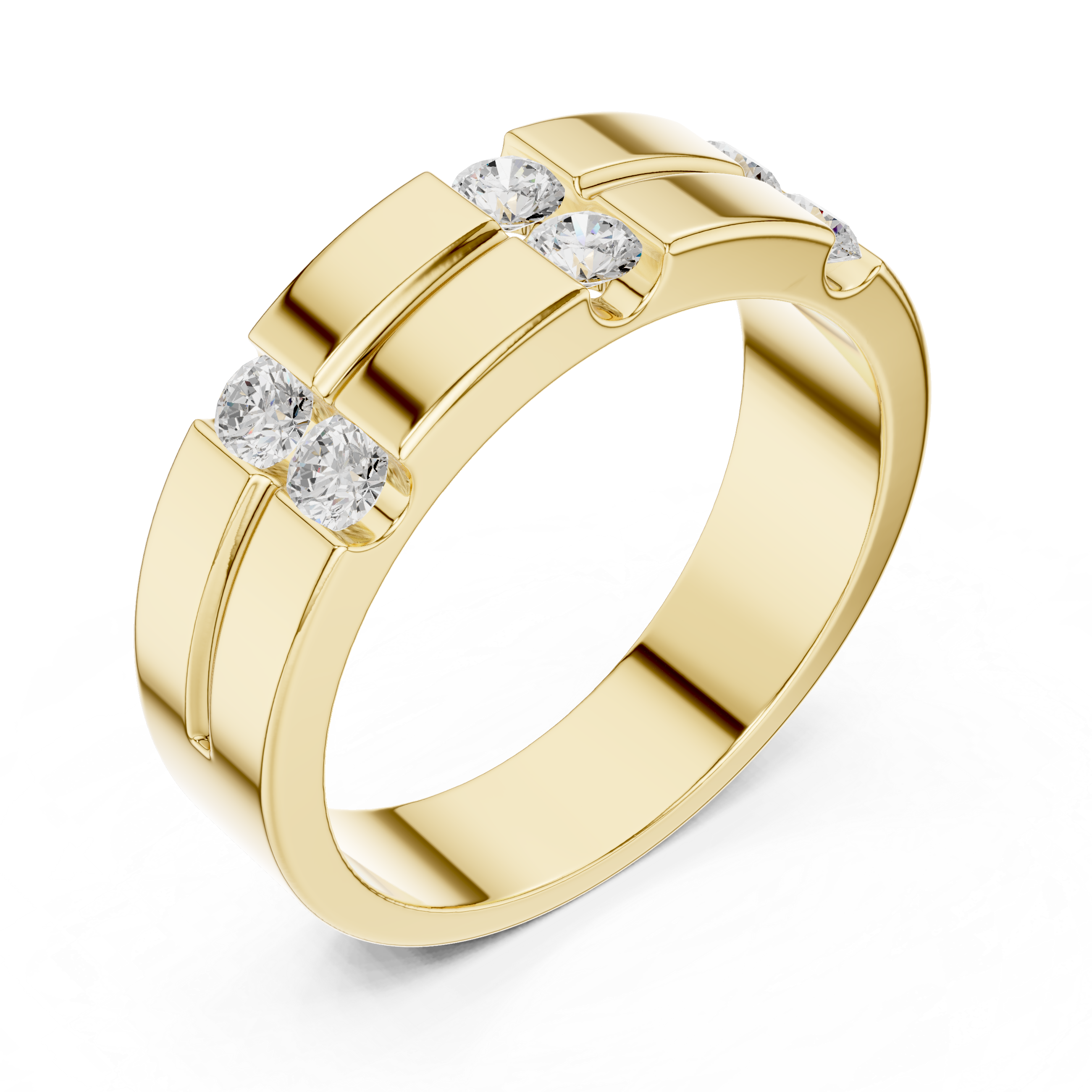 Men’s Multi-Stone Diamond Band Ring – Modern Geometric Statement Wedding Ring