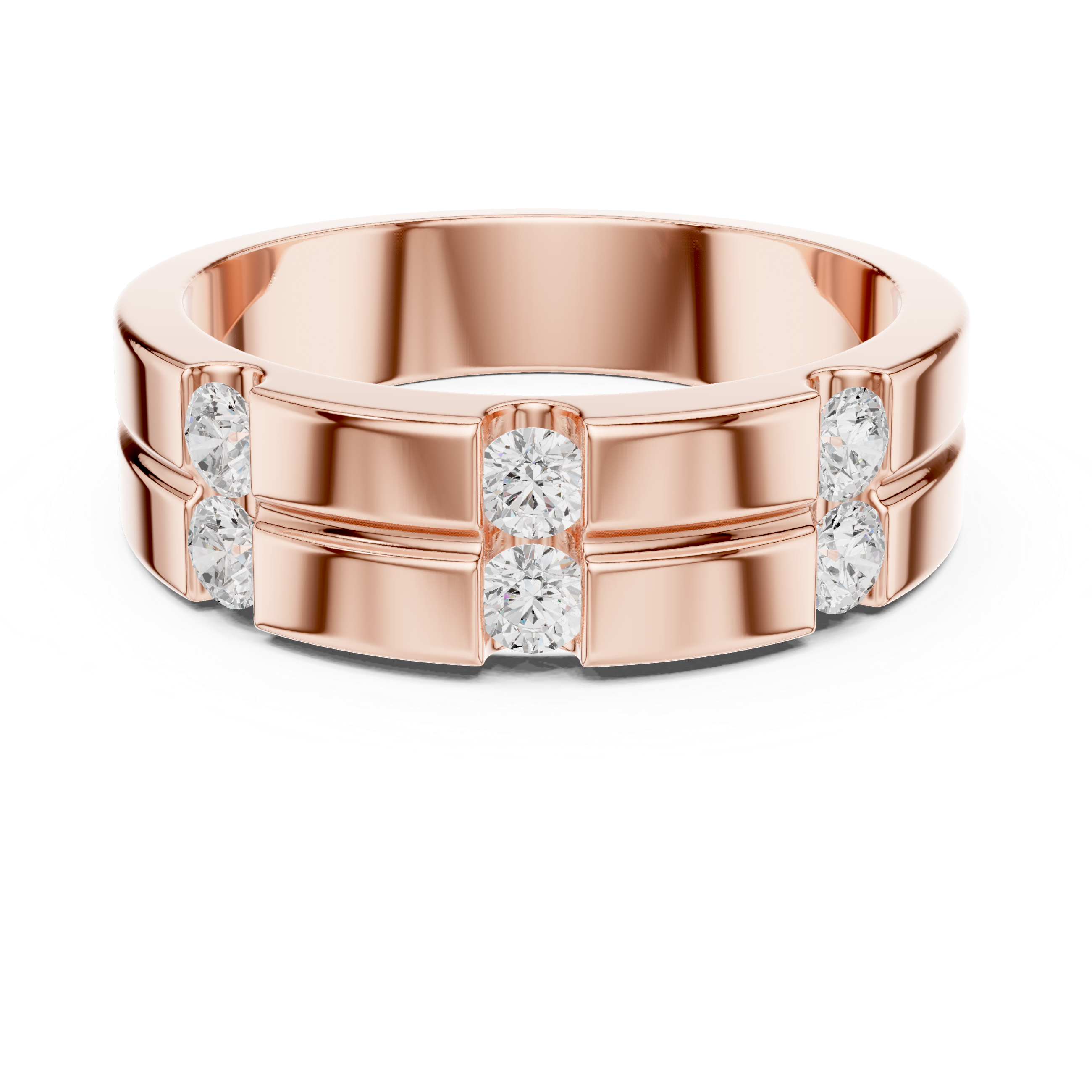 Men’s Multi-Stone Diamond Band Ring – Modern Geometric Statement Wedding Ring