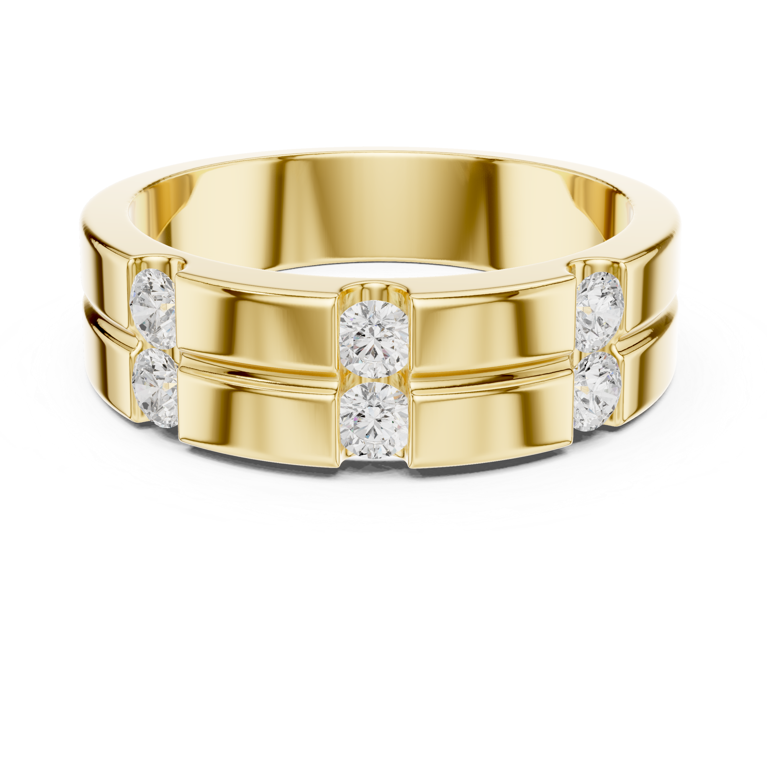Men’s Multi-Stone Diamond Band Ring – Modern Geometric Statement Wedding Ring