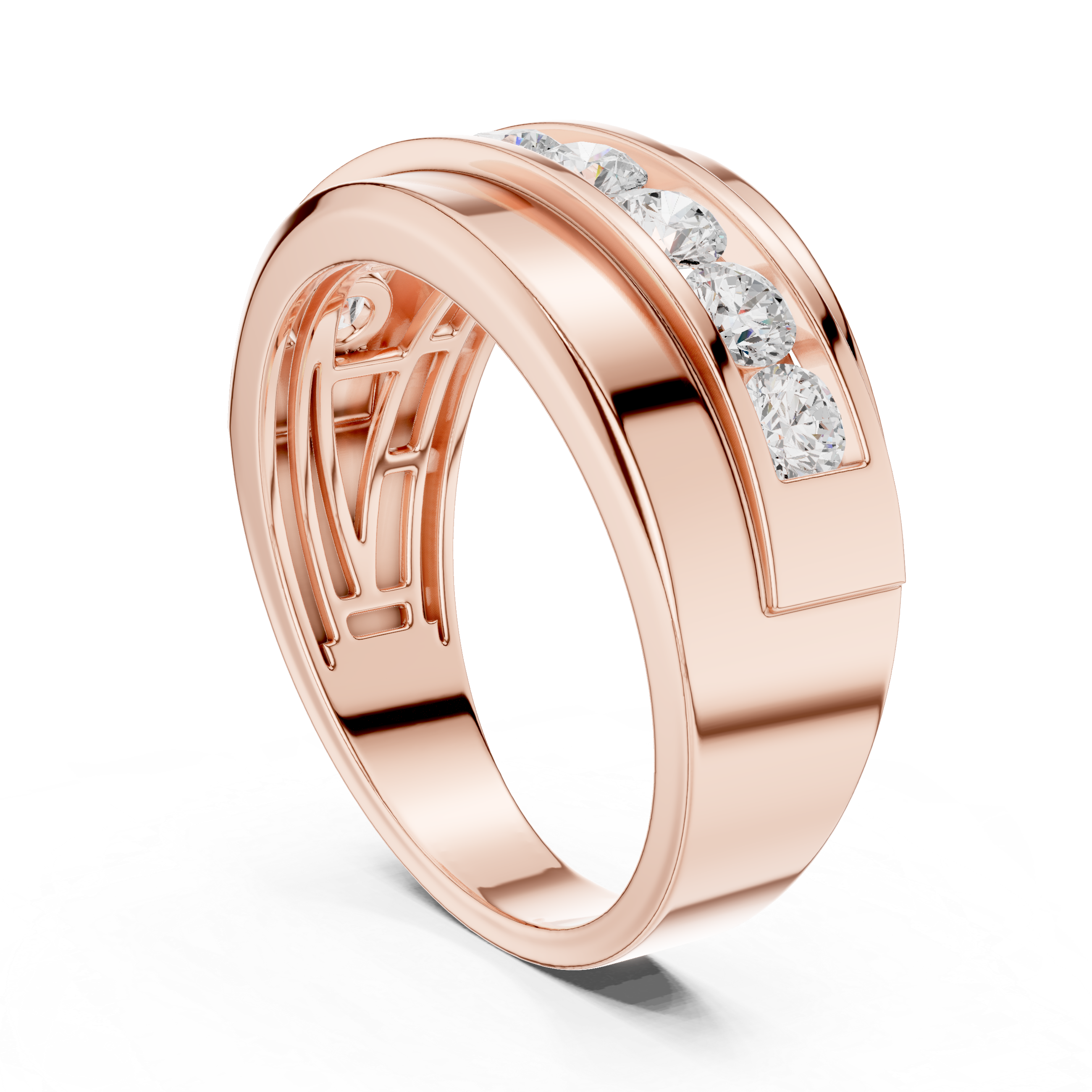 Men’s Channel Set Diamond Wedding Band – 8 Stone Round Diamond Ring