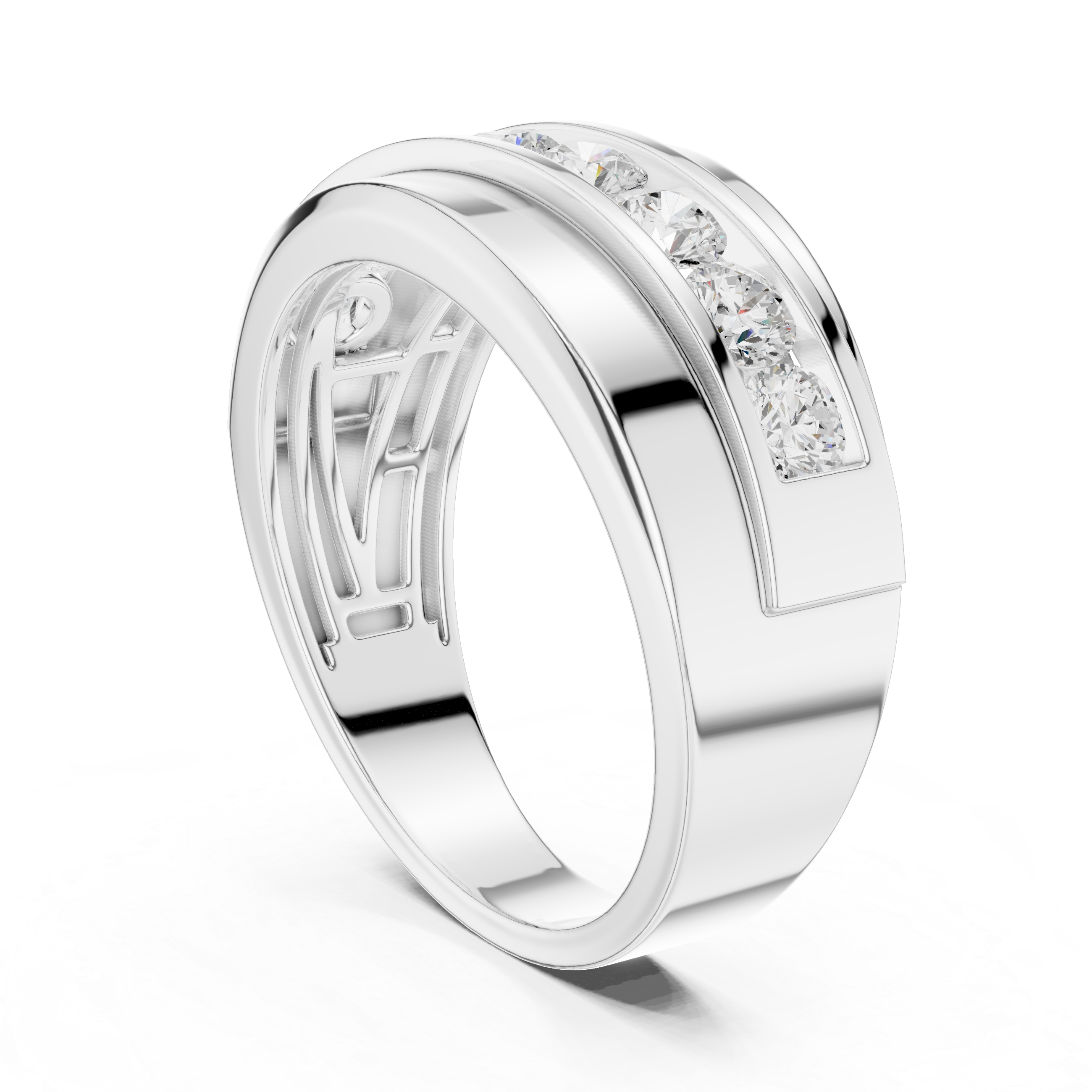 Men’s Channel Set Diamond Wedding Band – 8 Stone Round Diamond Ring