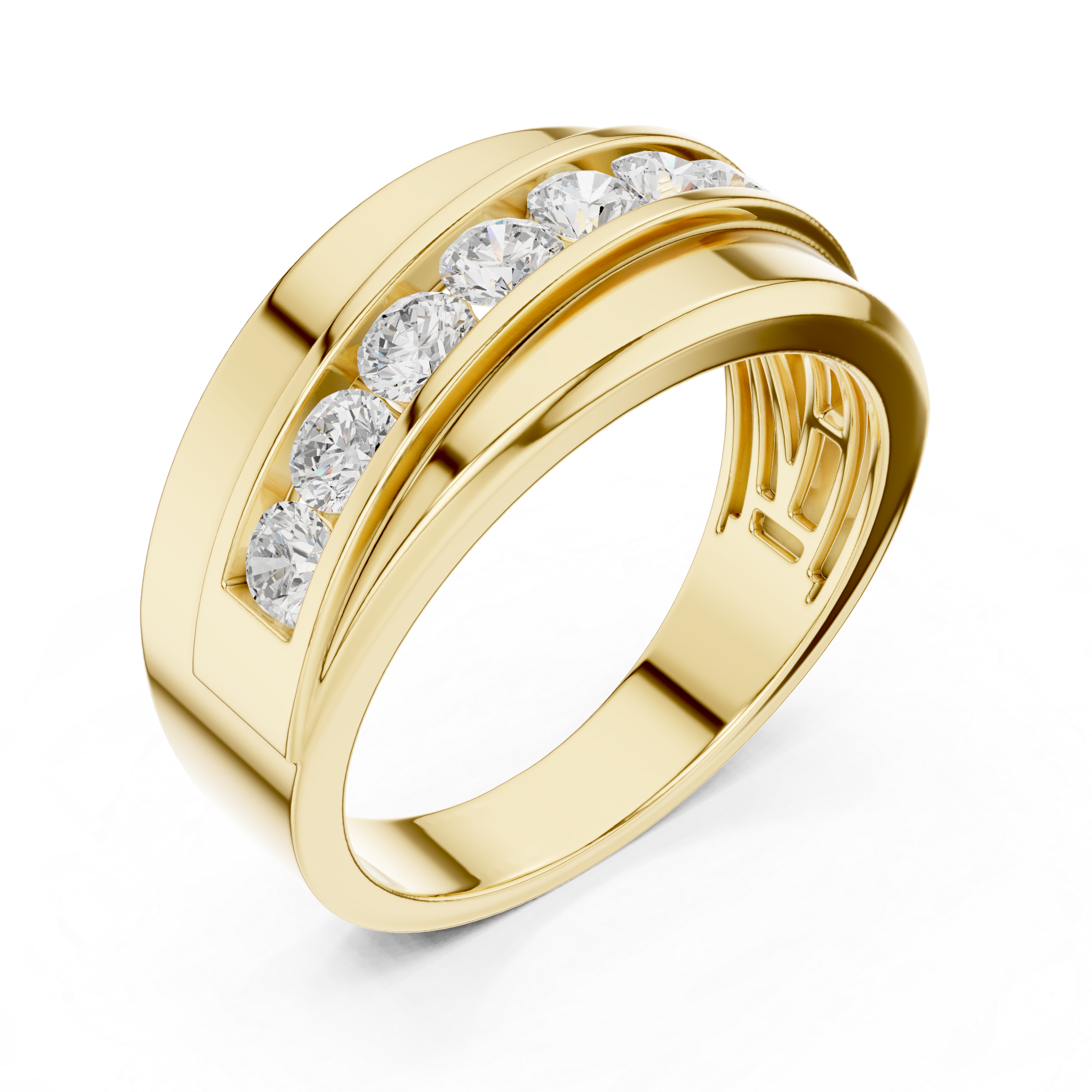 Men’s Channel Set Diamond Wedding Band – 8 Stone Round Diamond Ring