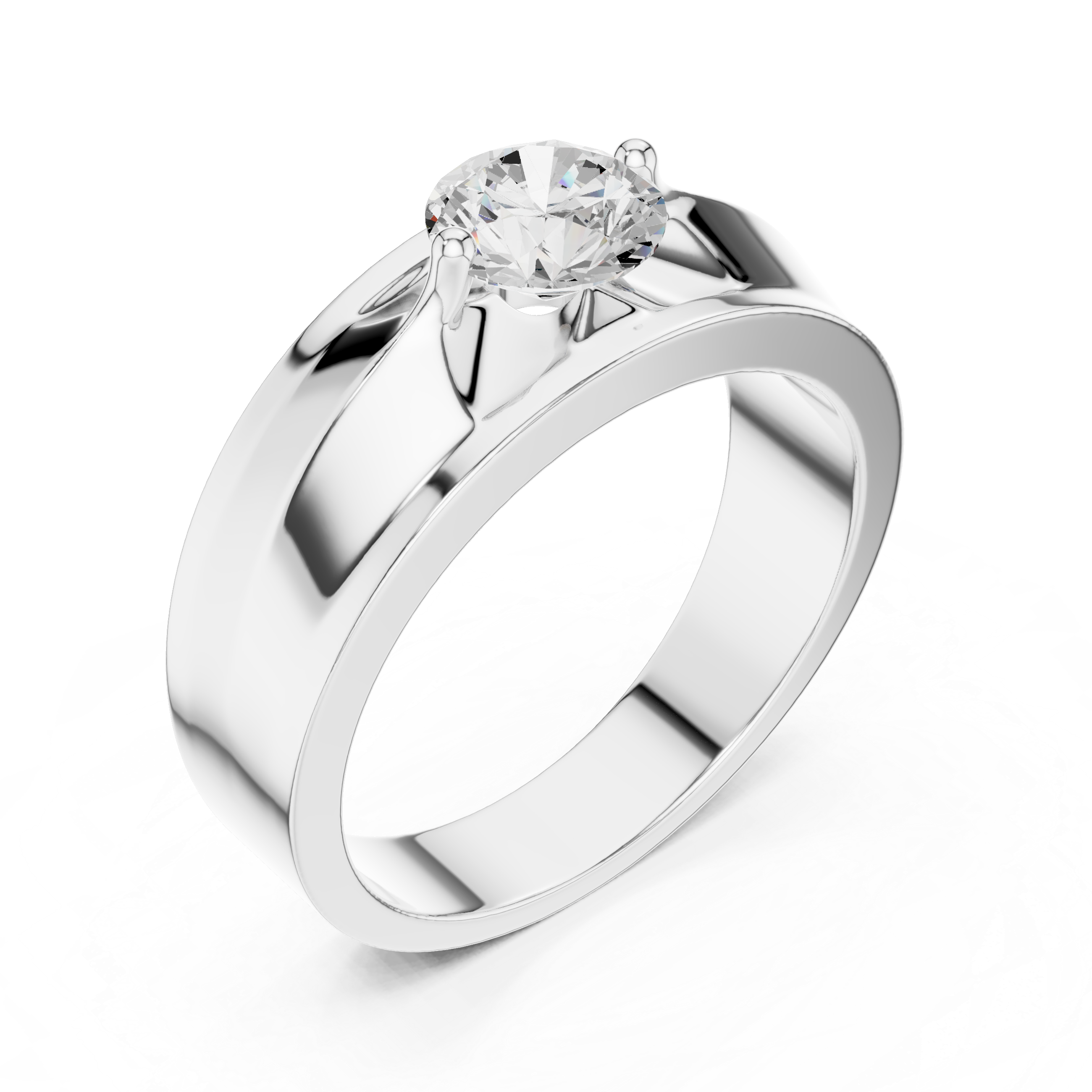 Men’s Solitaire Diamond Ring – Classic Round Diamond Wedding Band