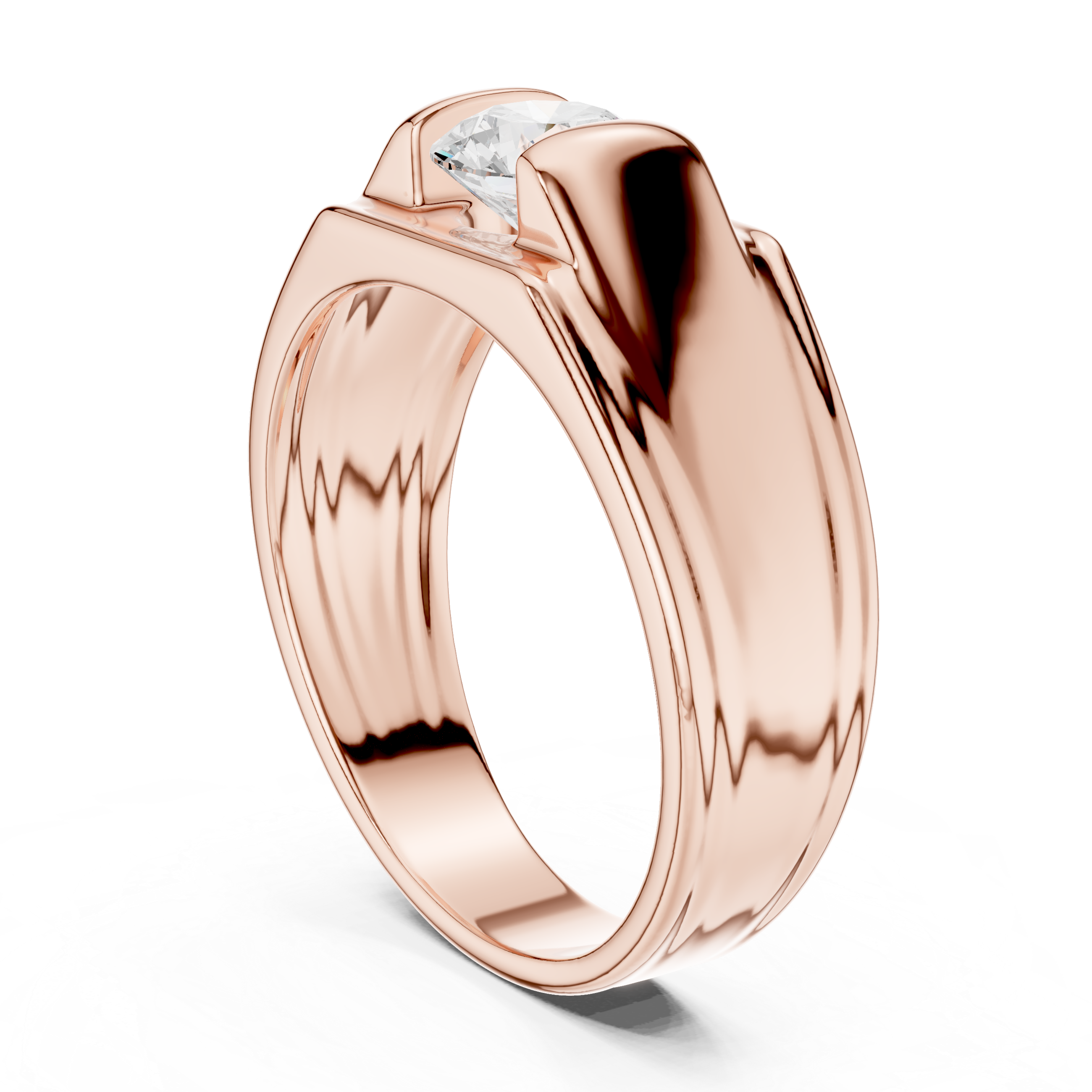 Men’s Channel Set Solitaire Diamond Ring – Classic Wide Band Statement Ring