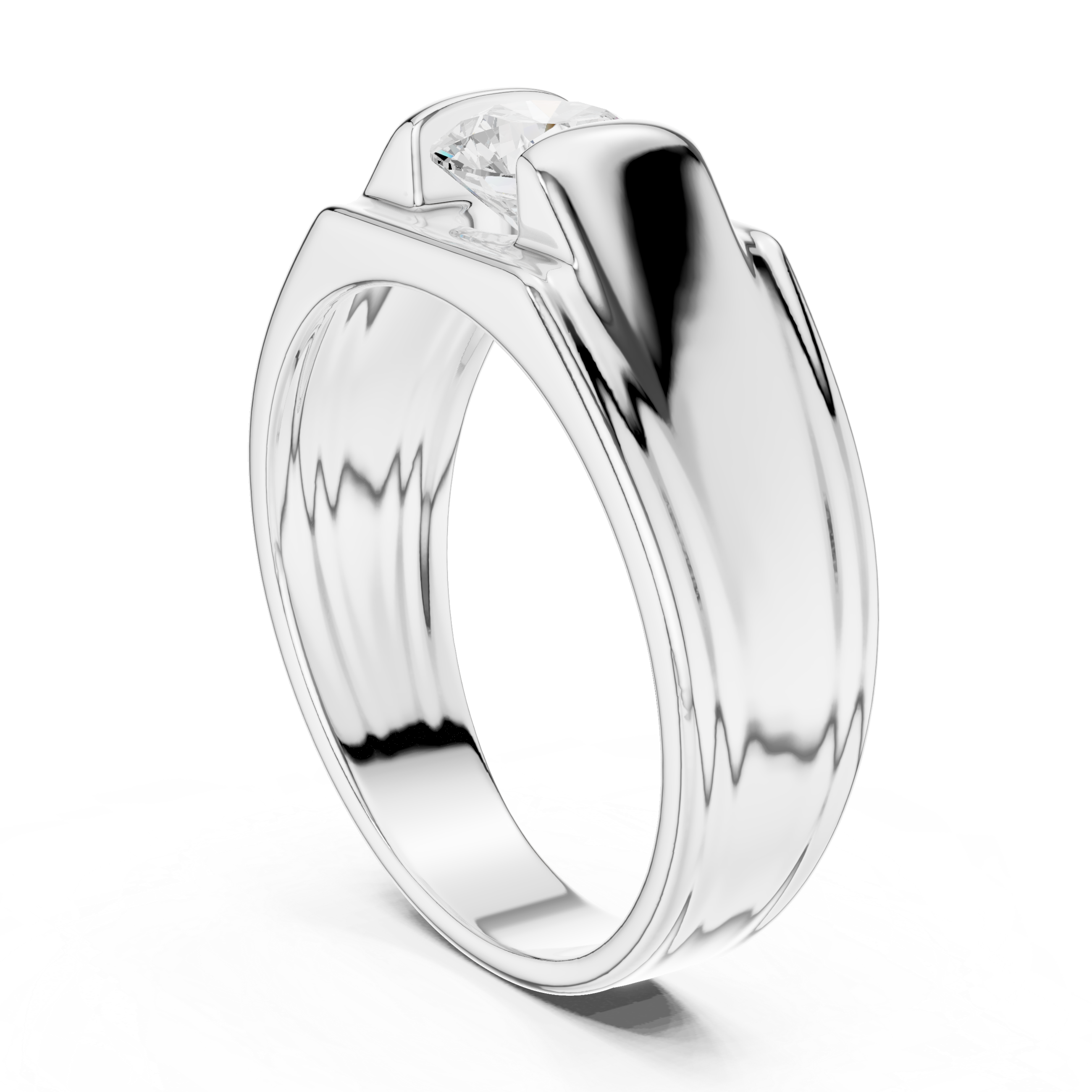 Men’s Channel Set Solitaire Diamond Ring – Classic Wide Band Statement Ring