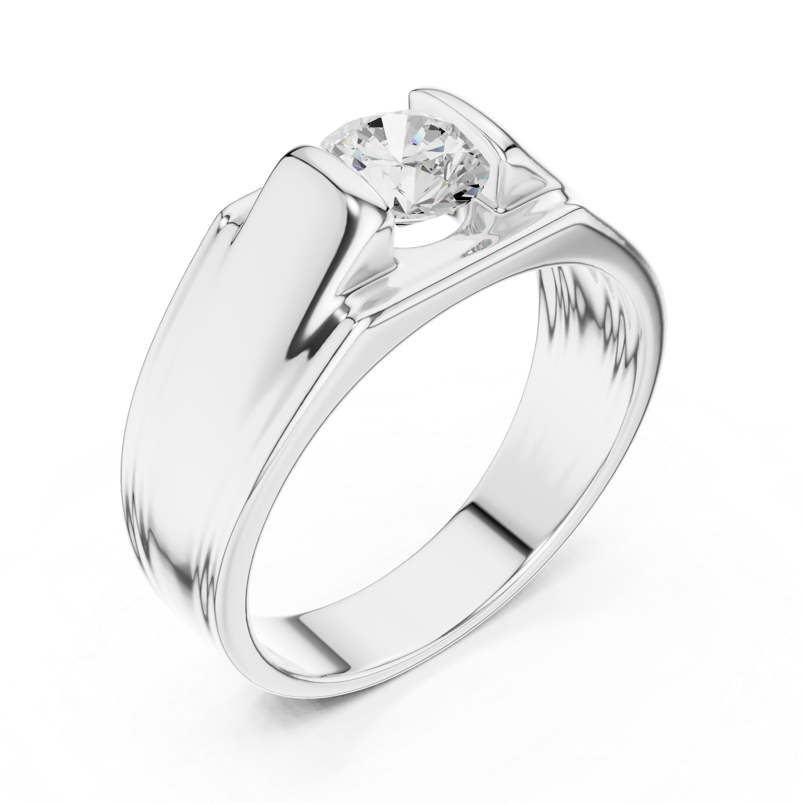 Men’s Channel Set Solitaire Diamond Ring – Classic Wide Band Statement Ring