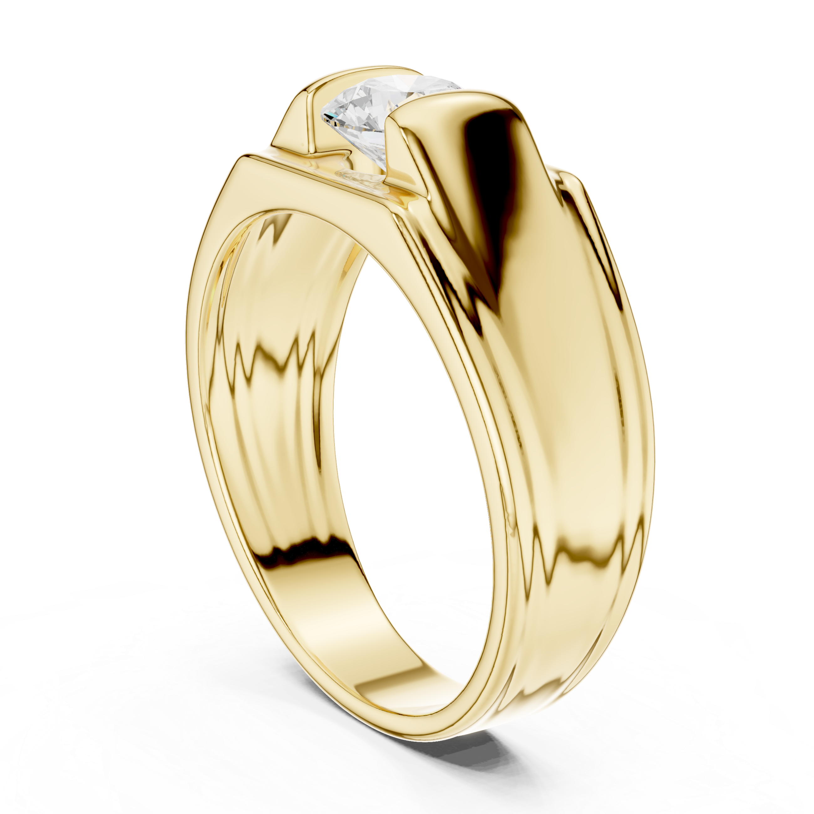 Men’s Channel Set Solitaire Diamond Ring – Classic Wide Band Statement Ring