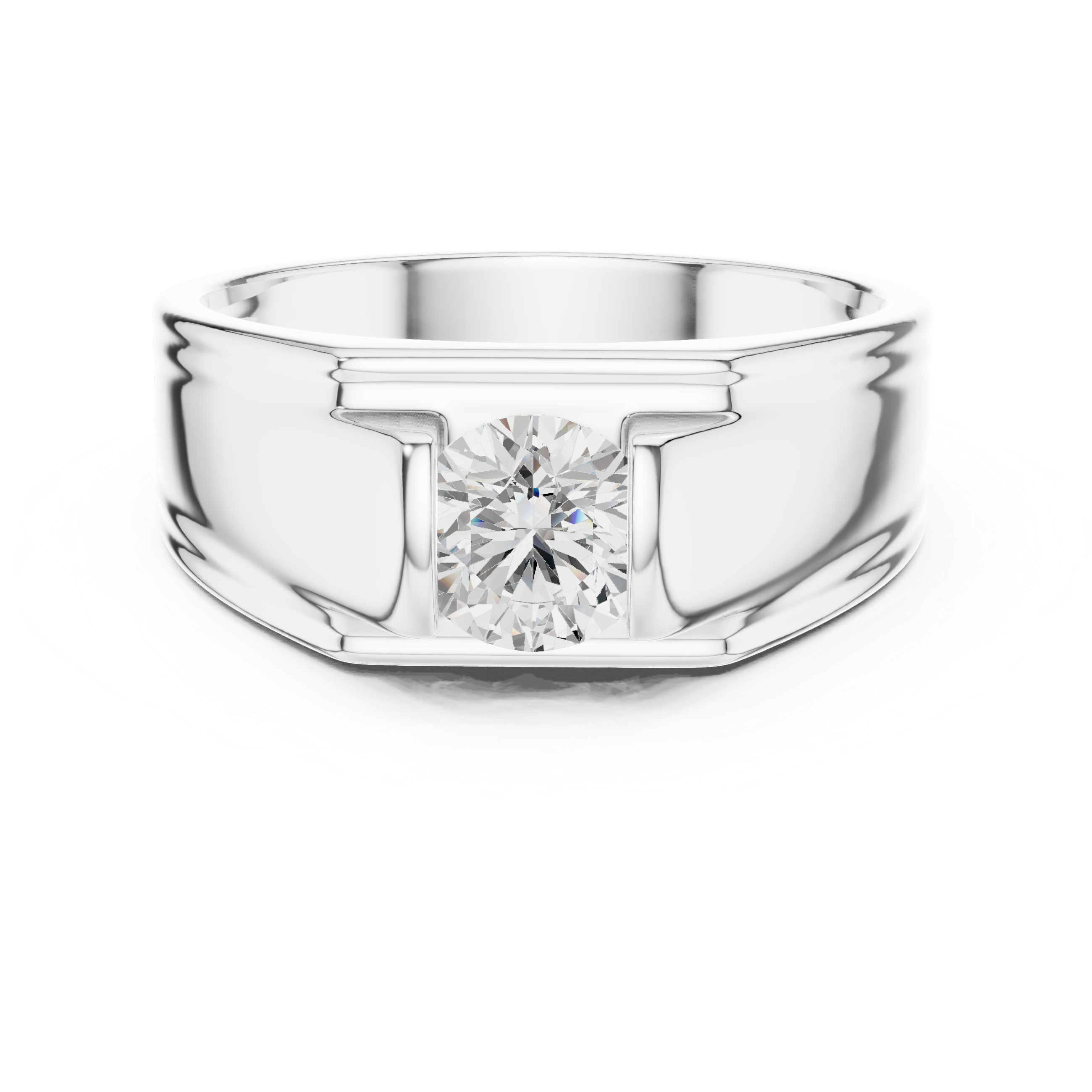 Men’s Channel Set Solitaire Diamond Ring – Classic Wide Band Statement Ring