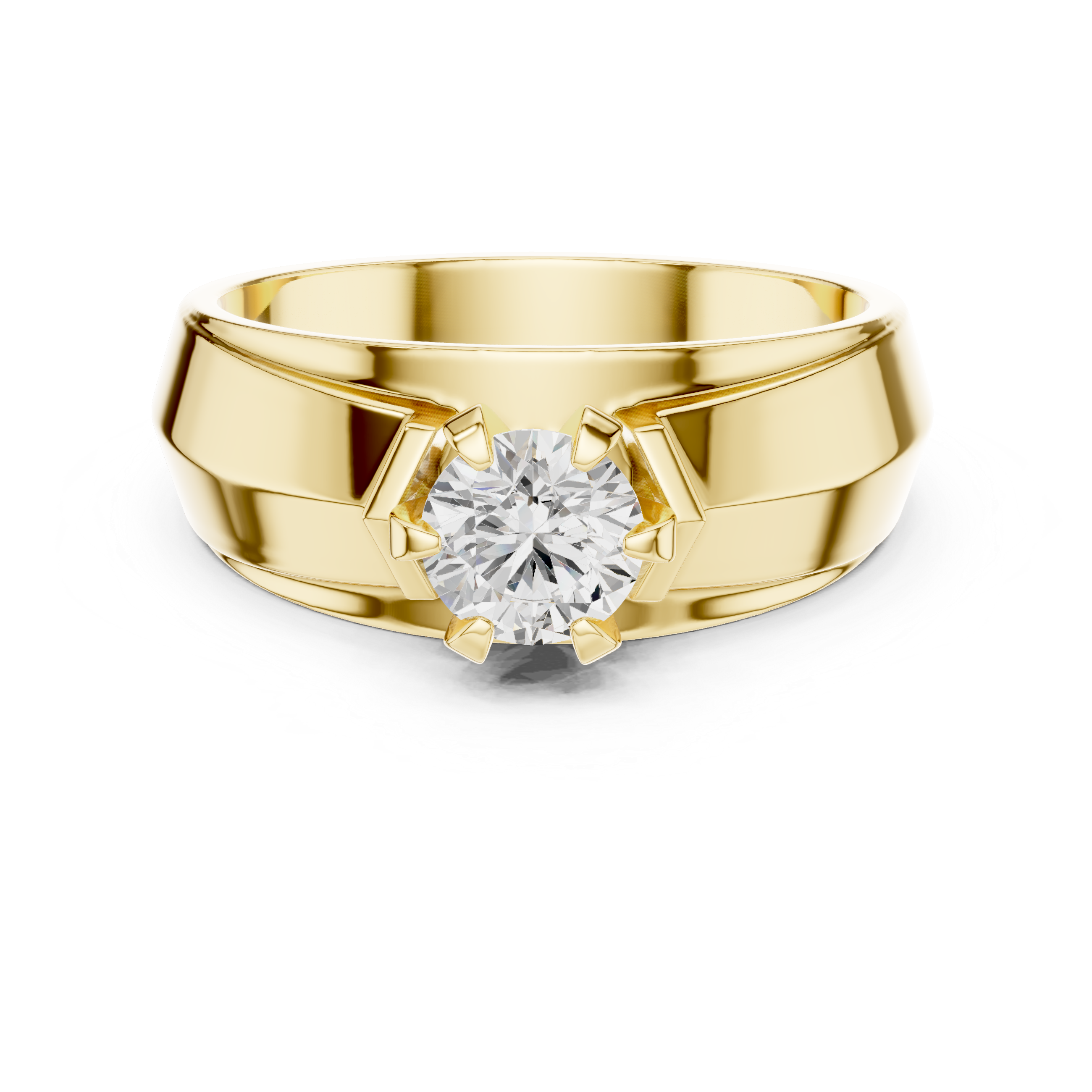 Men’s Six-Prong Solitaire Diamond Ring – Classic Wide Band Engagement Ring