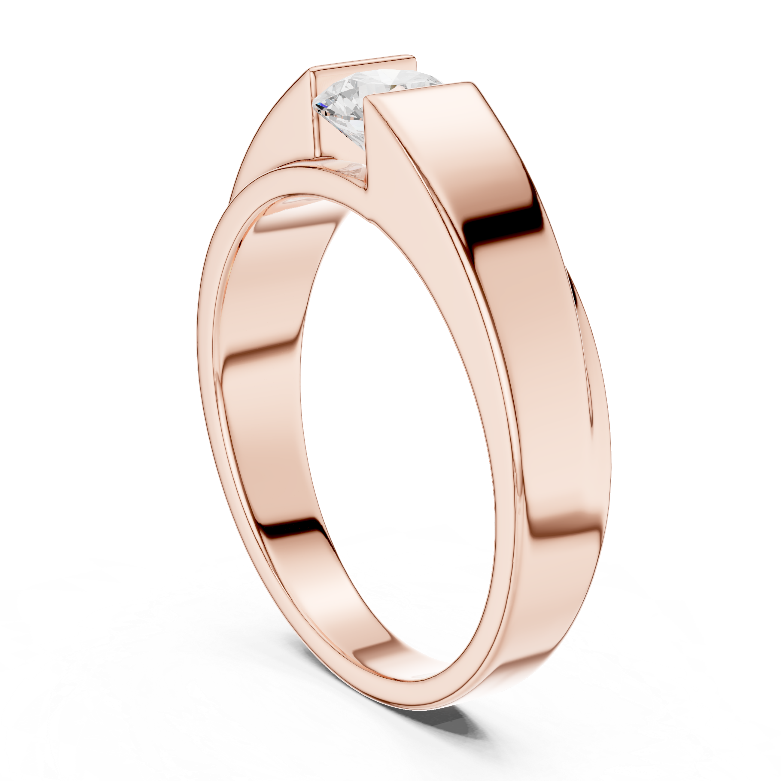 Men’s Flush Set Solitaire Diamond Ring – Minimalist Channel Set Wedding Band