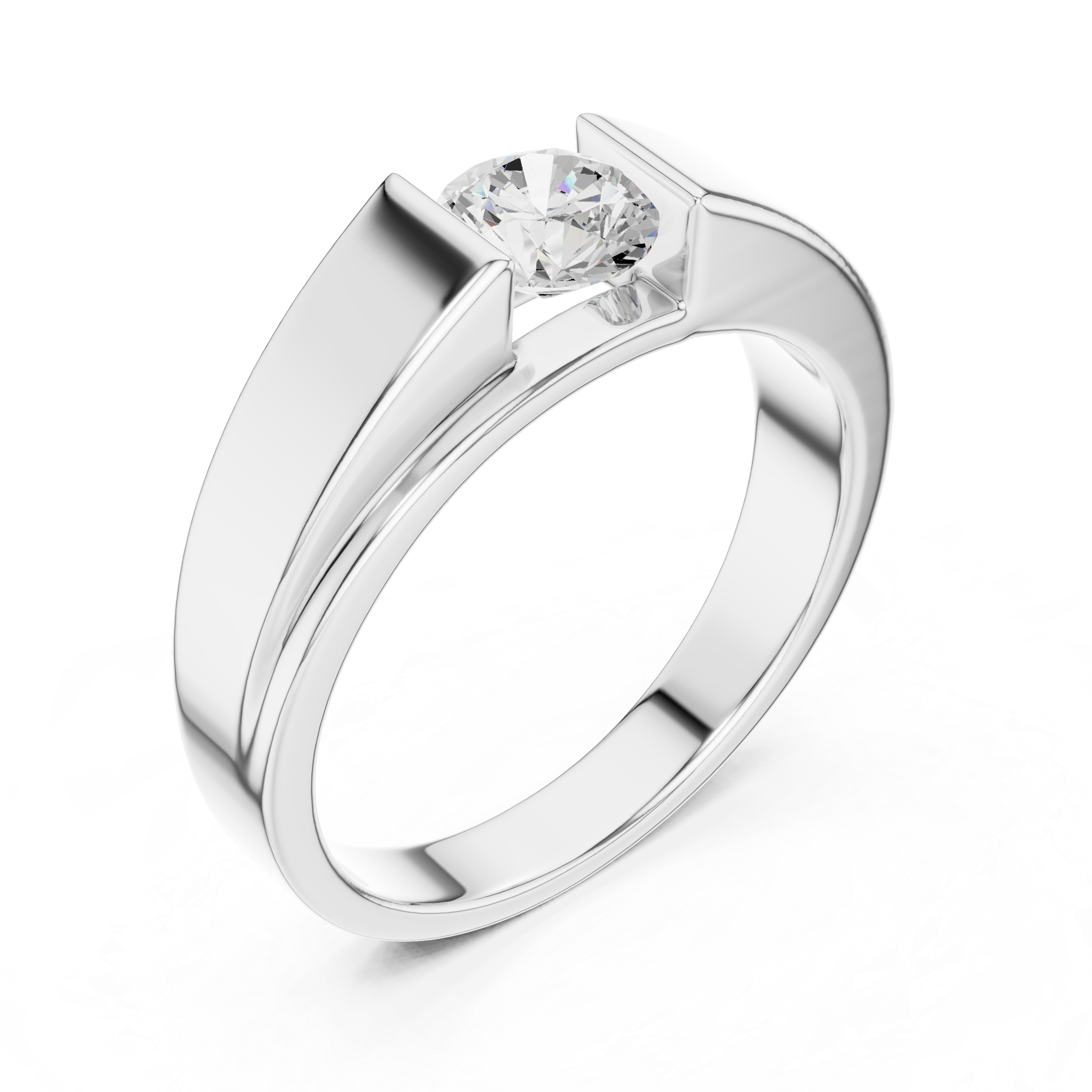Men’s Flush Set Solitaire Diamond Ring – Minimalist Channel Set Wedding Band