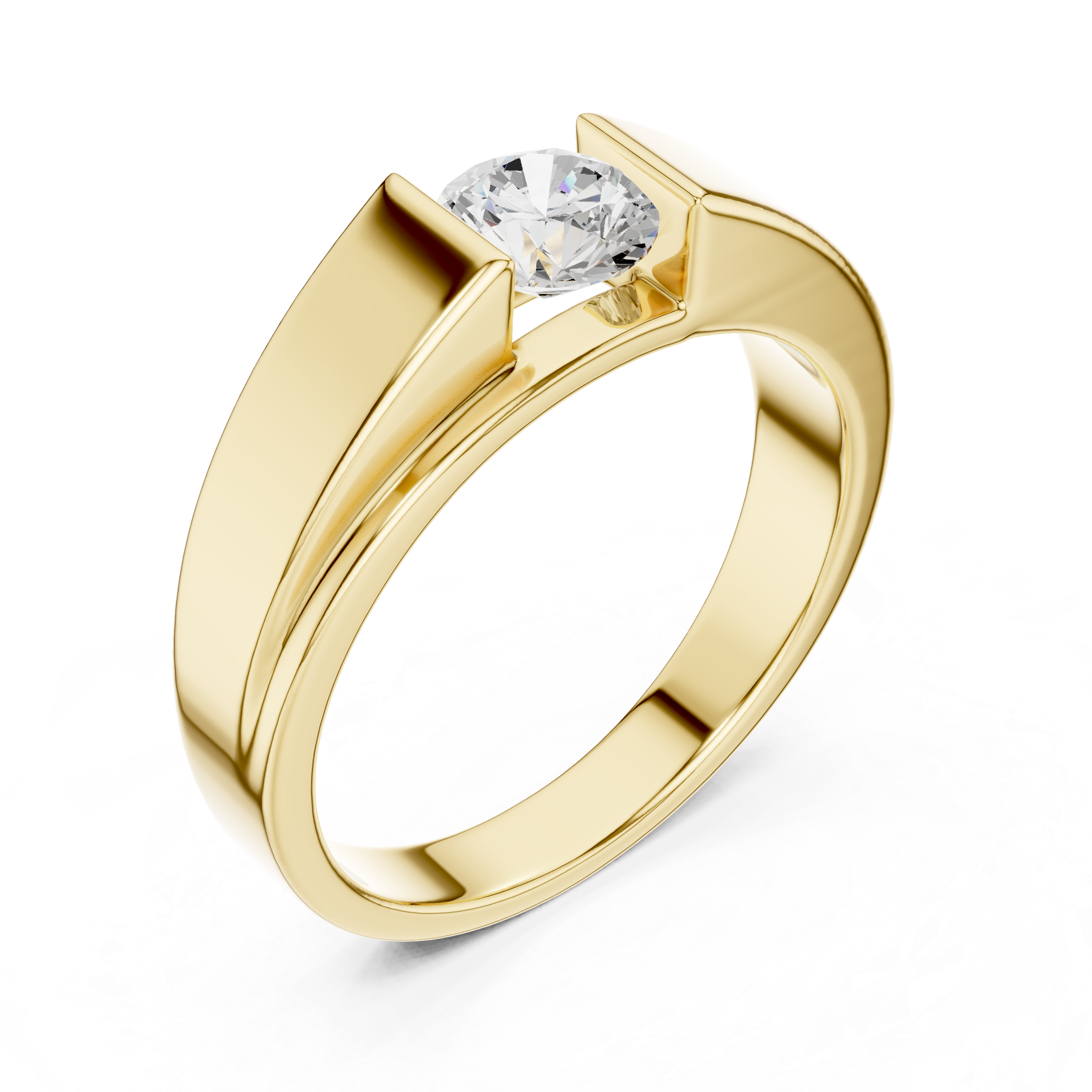 Men’s Flush Set Solitaire Diamond Ring – Minimalist Channel Set Wedding Band