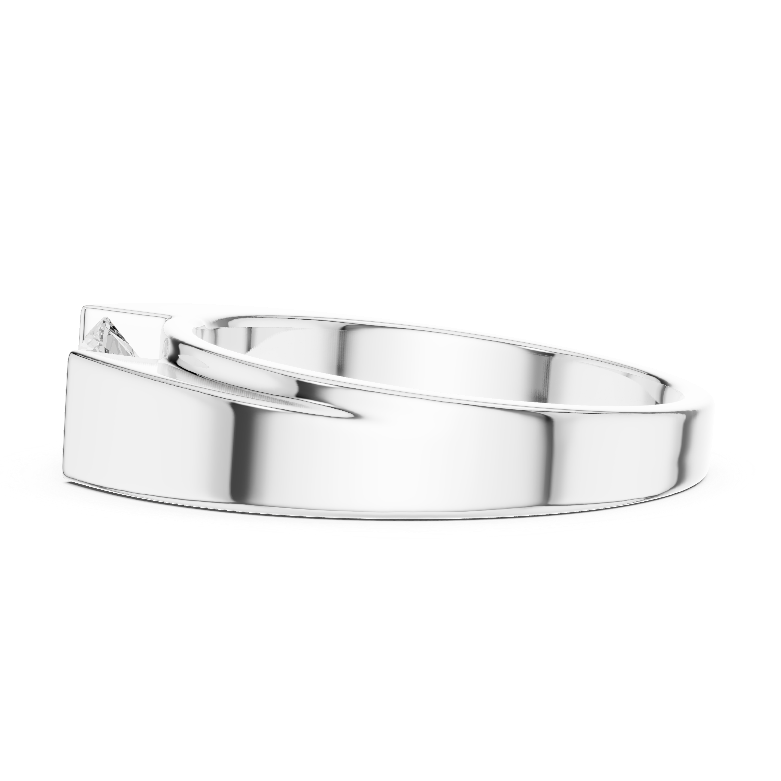 Men’s Flush Set Solitaire Diamond Ring – Minimalist Channel Set Wedding Band
