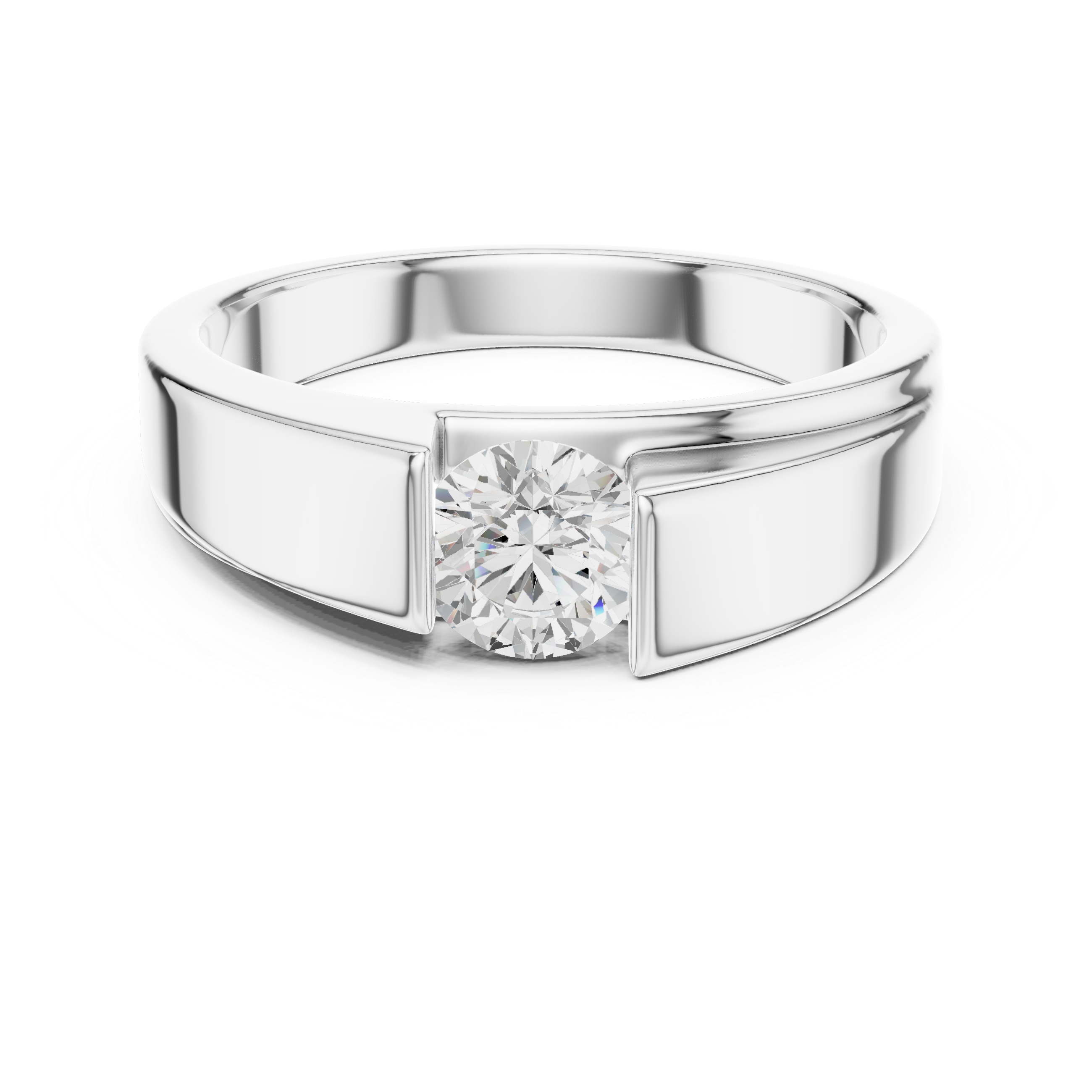 Men’s Flush Set Solitaire Diamond Ring – Minimalist Channel Set Wedding Band