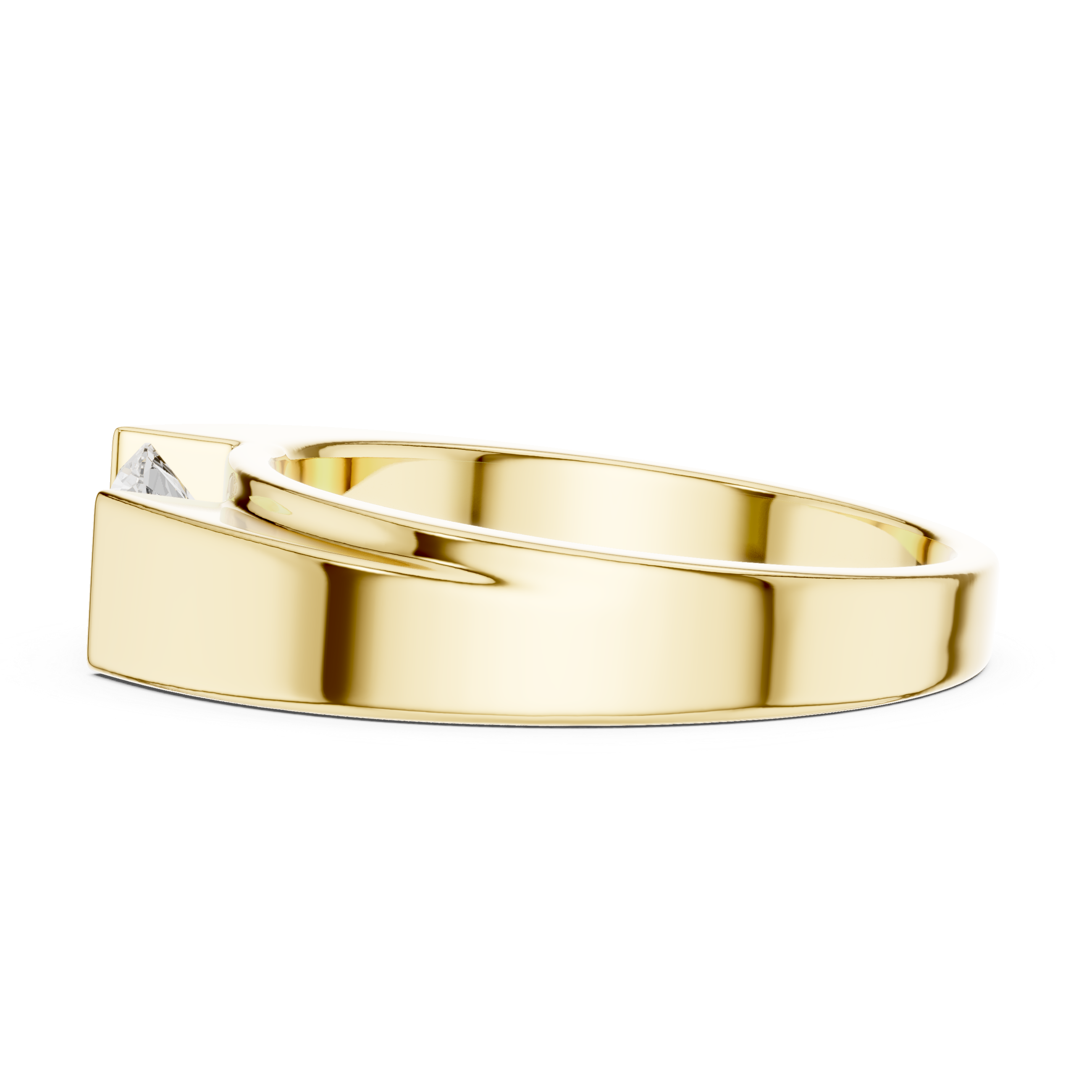 Men’s Flush Set Solitaire Diamond Ring – Minimalist Channel Set Wedding Band