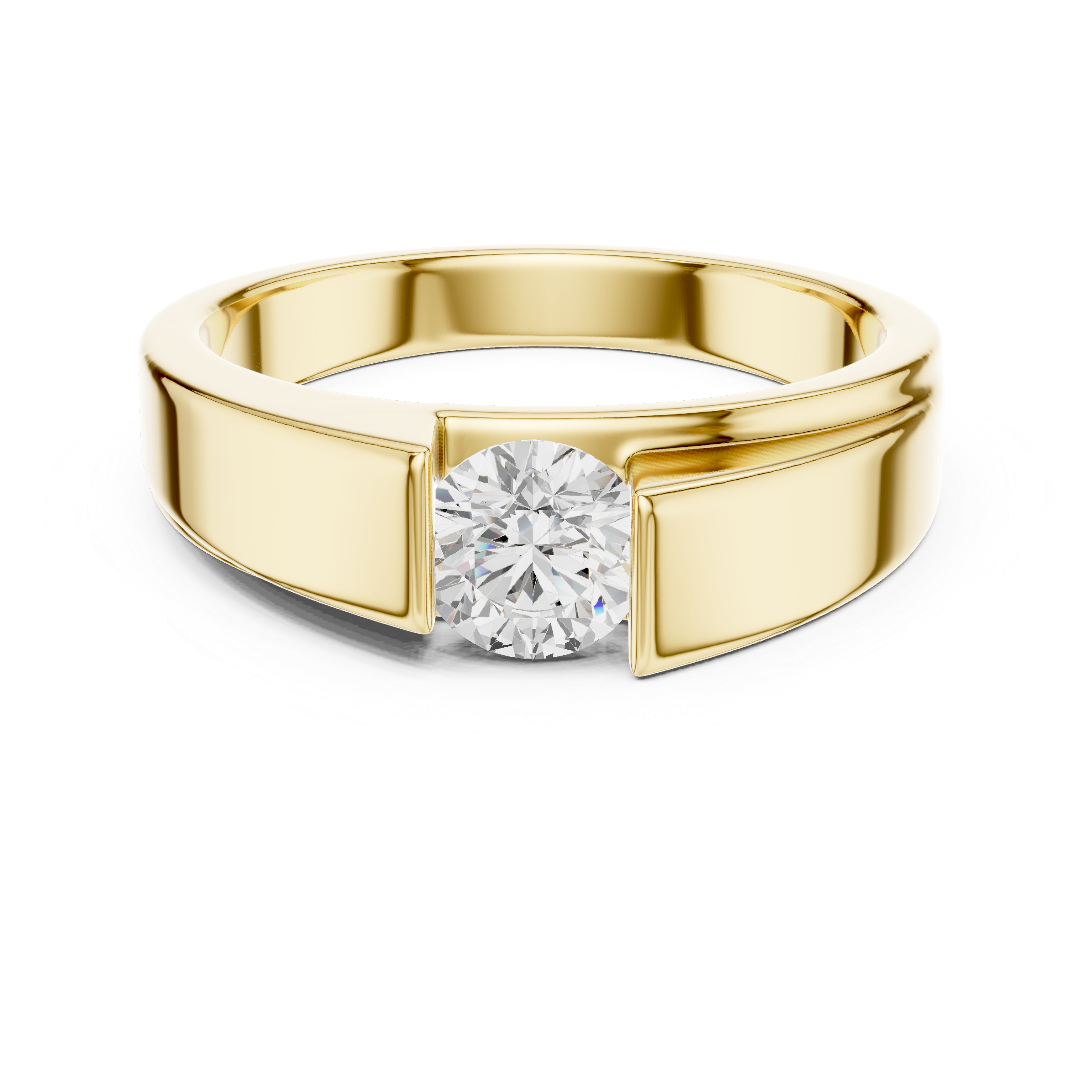 Men’s Flush Set Solitaire Diamond Ring – Minimalist Channel Set Wedding Band