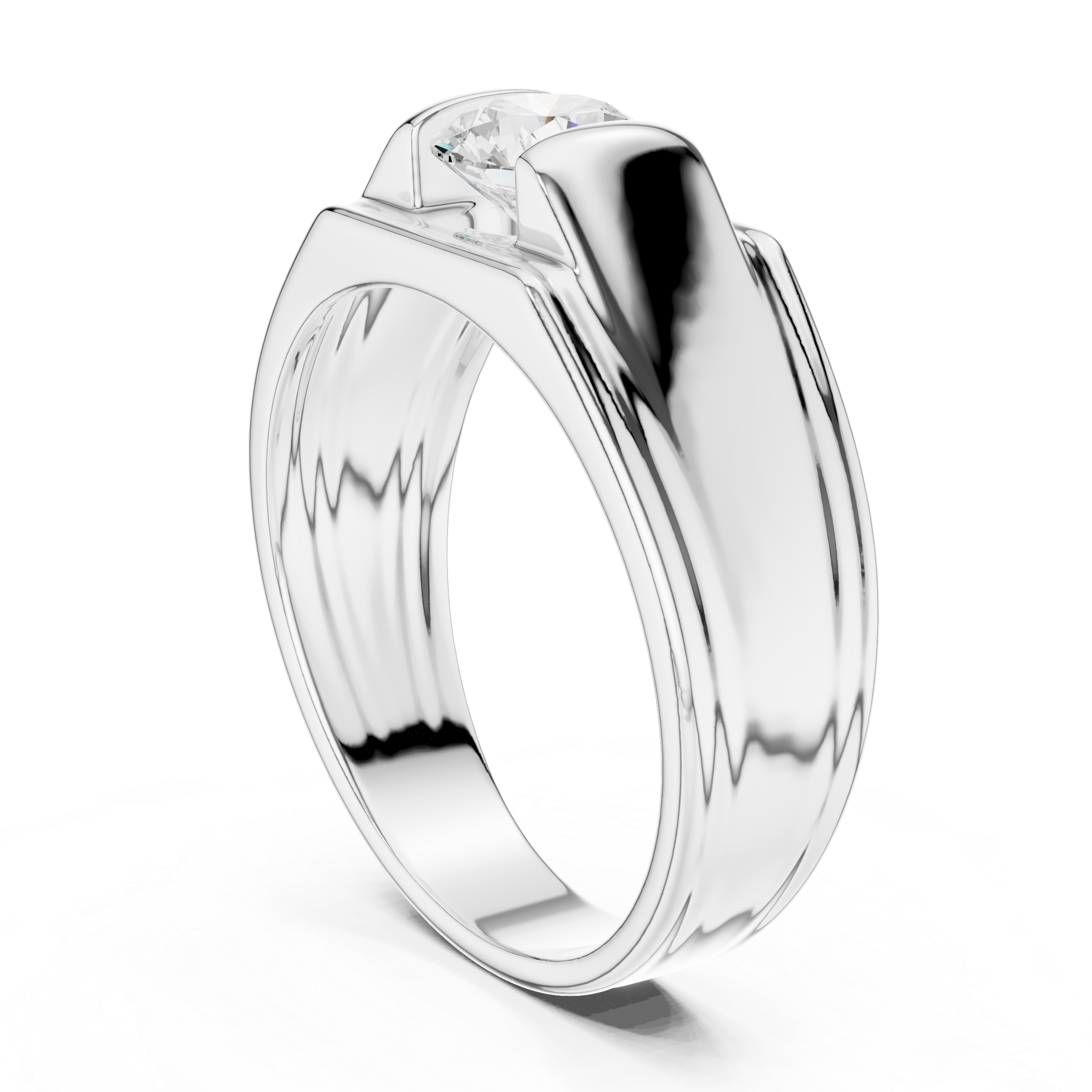 Men’s Two-Tone Solitaire Diamond Ring – Modern Channel Set Gold Signet Band