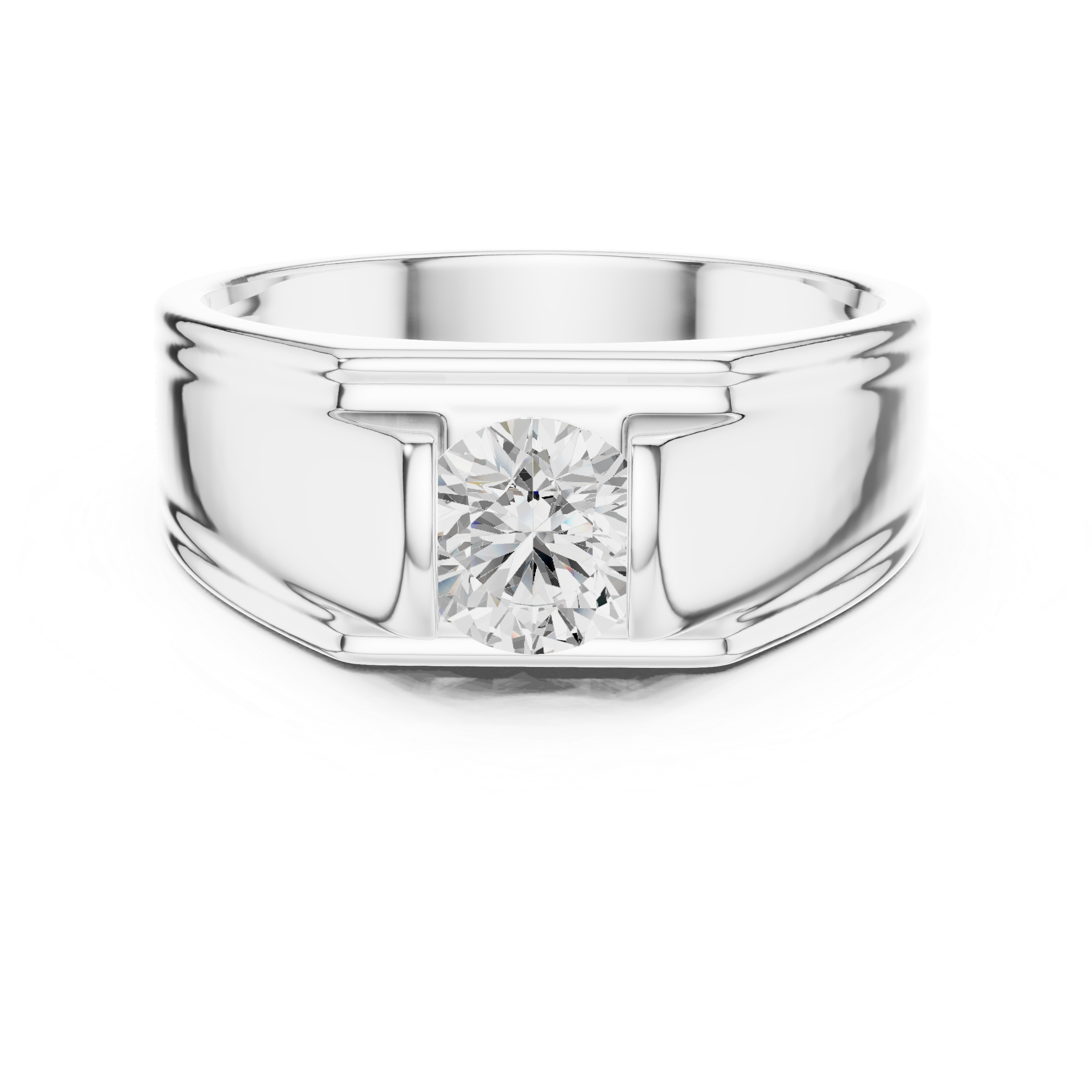 Men’s Two-Tone Solitaire Diamond Ring – Modern Channel Set Gold Signet Band