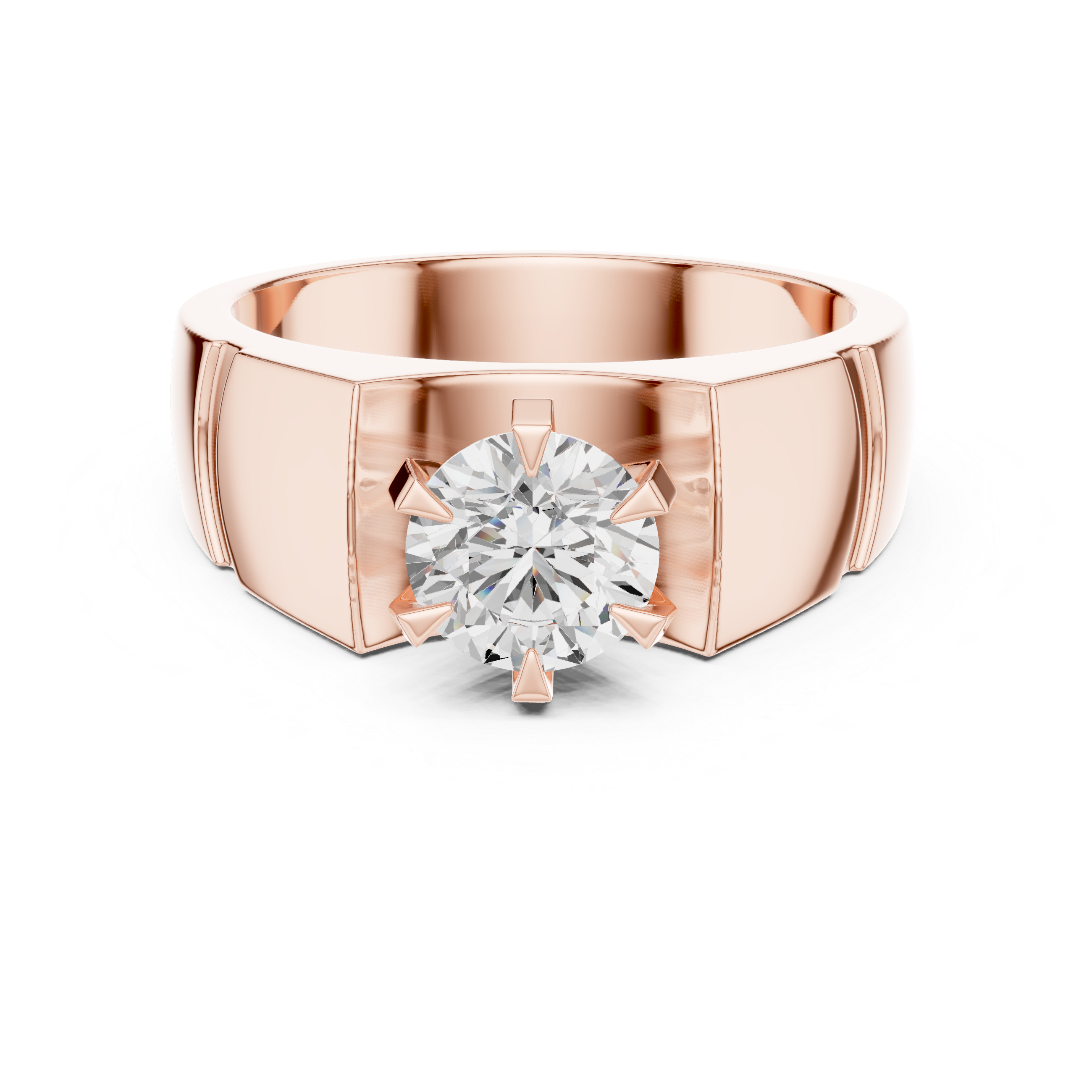Men’s 1.50 CT Solitaire Diamond Ring – Textured Signet Style Engagement Band