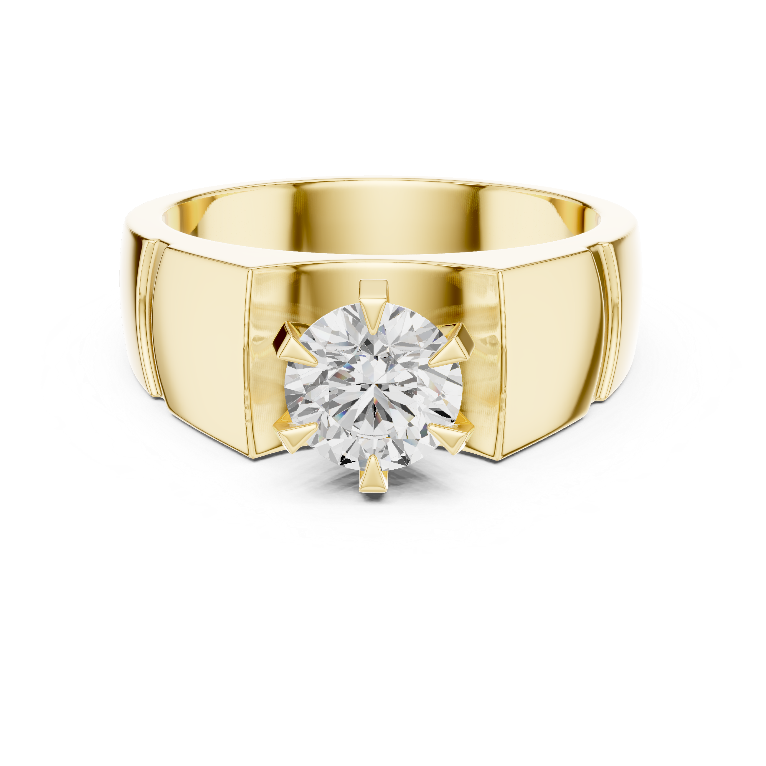 Men’s 1.50 CT Solitaire Diamond Ring – Textured Signet Style Engagement Band