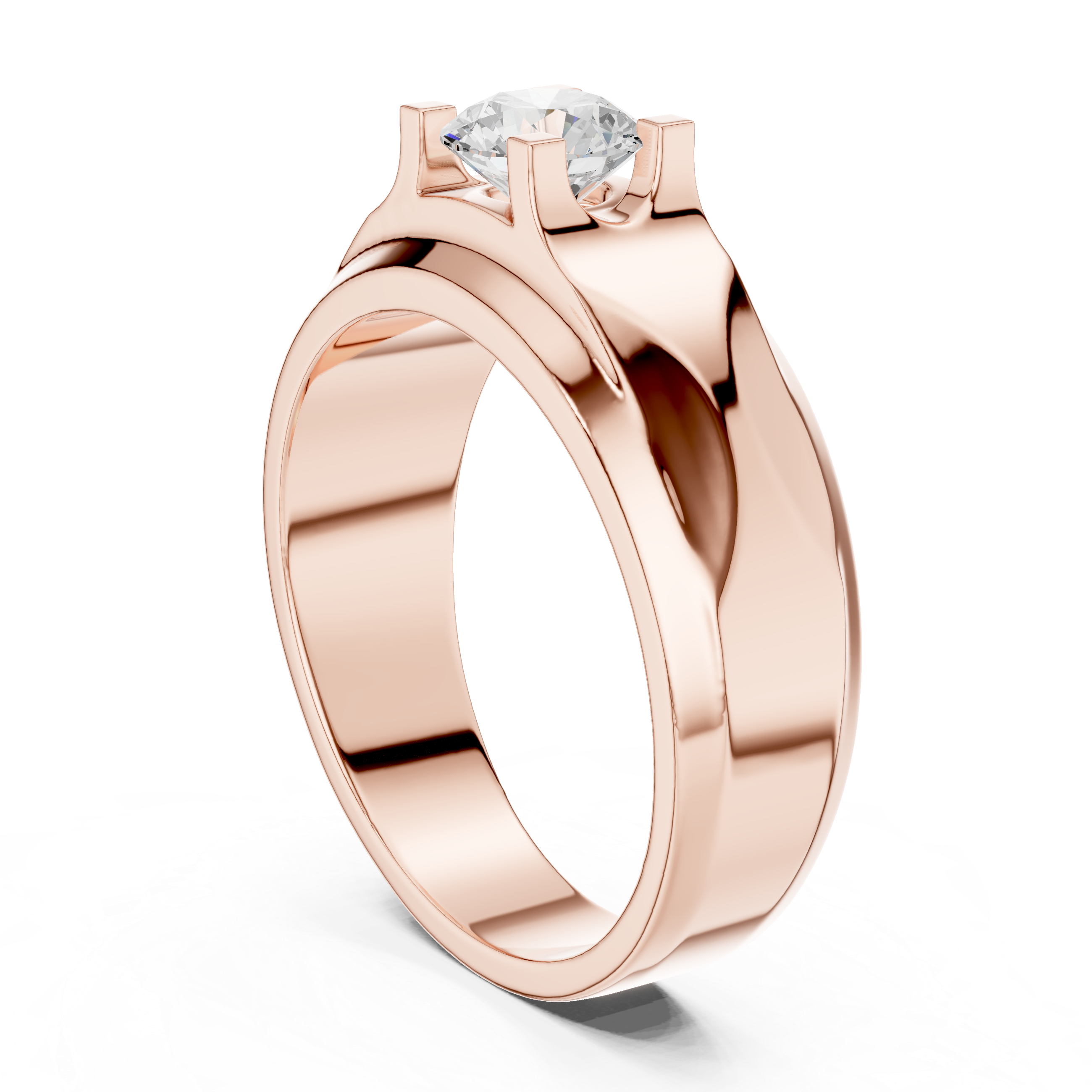 Men’s Two-Tone Solitaire Diamond Ring – 0.75 CT Modern Geometric Wedding Band